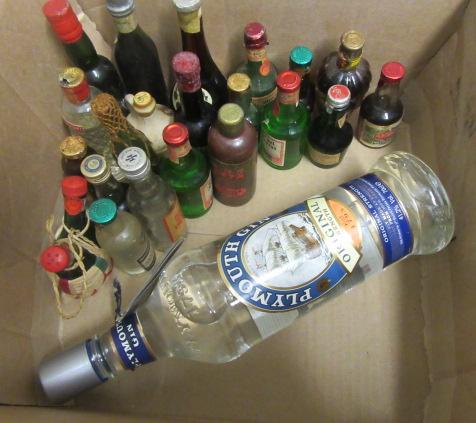 One bottle Plymouth Gin "Original Strength" and twenty two various miniatures of spirits and Image