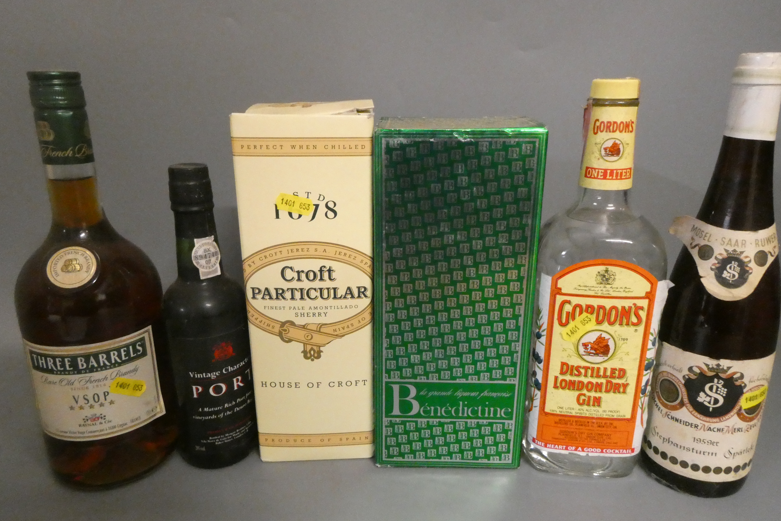 Six bottles of mixed spirits Image