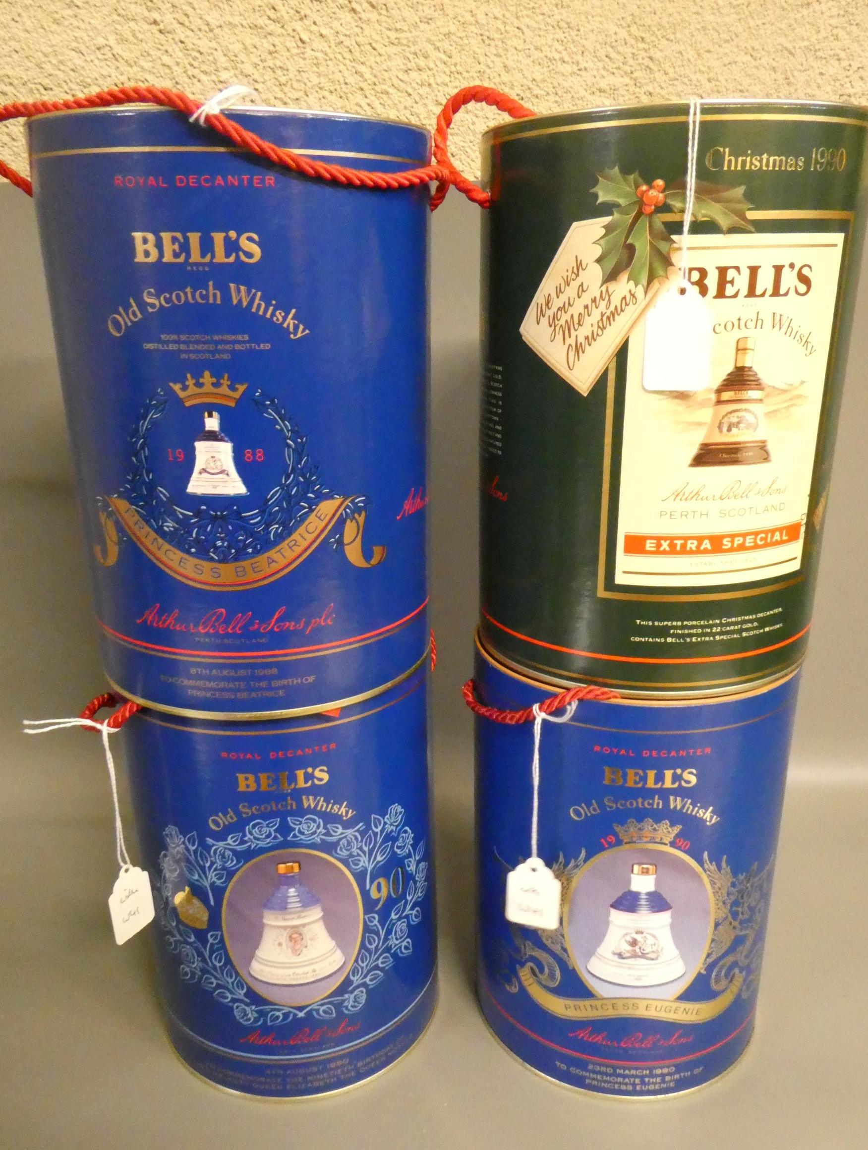 Four 75cl boxed Bell's whisky decanters, comprising Princess Beatrice, The Queen Mother 90th Image