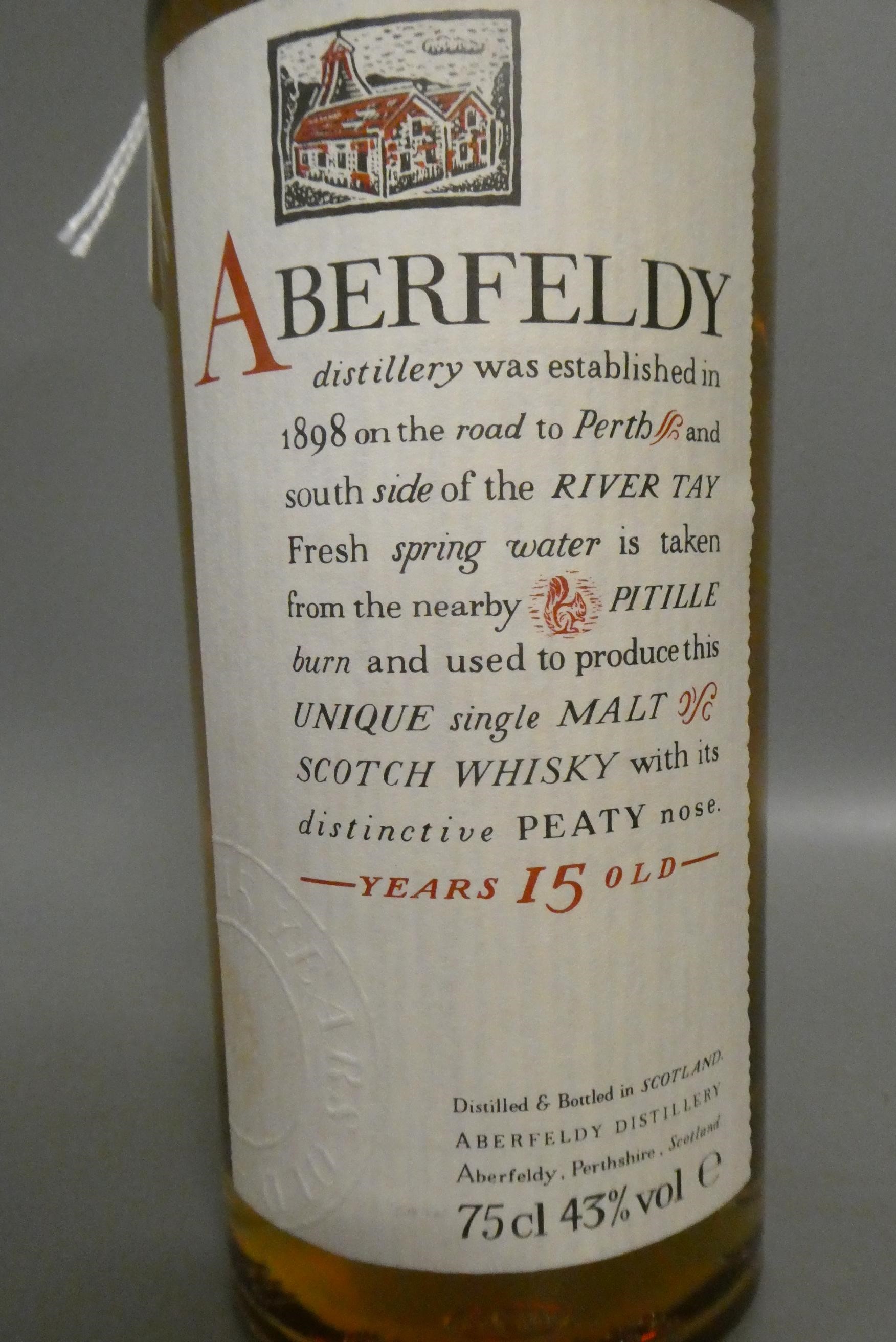 One bottle Aberfeldy 15yr old single malt Scotch whisky, 43%, 75cl (Est. plus 24% premium inc. VAT) Image