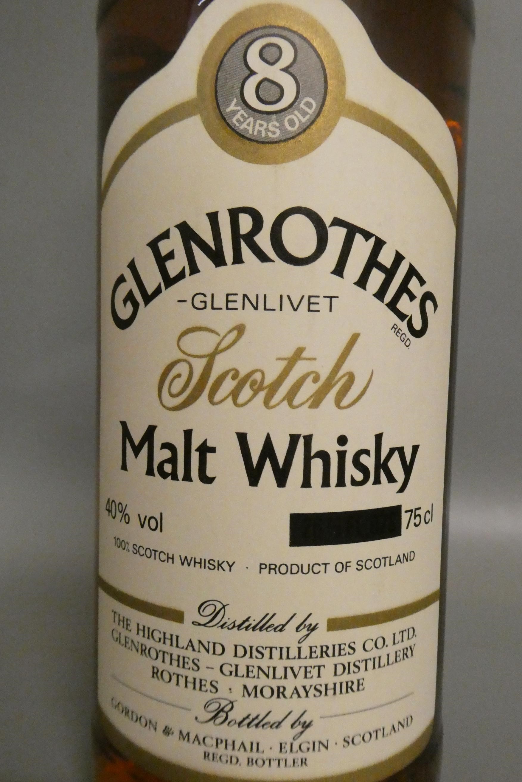 One bottle Glenrothes-Glenlivet 8yr old Scotch malt whisky, Gordon & Macphail bottling, 40%, 75cl Image