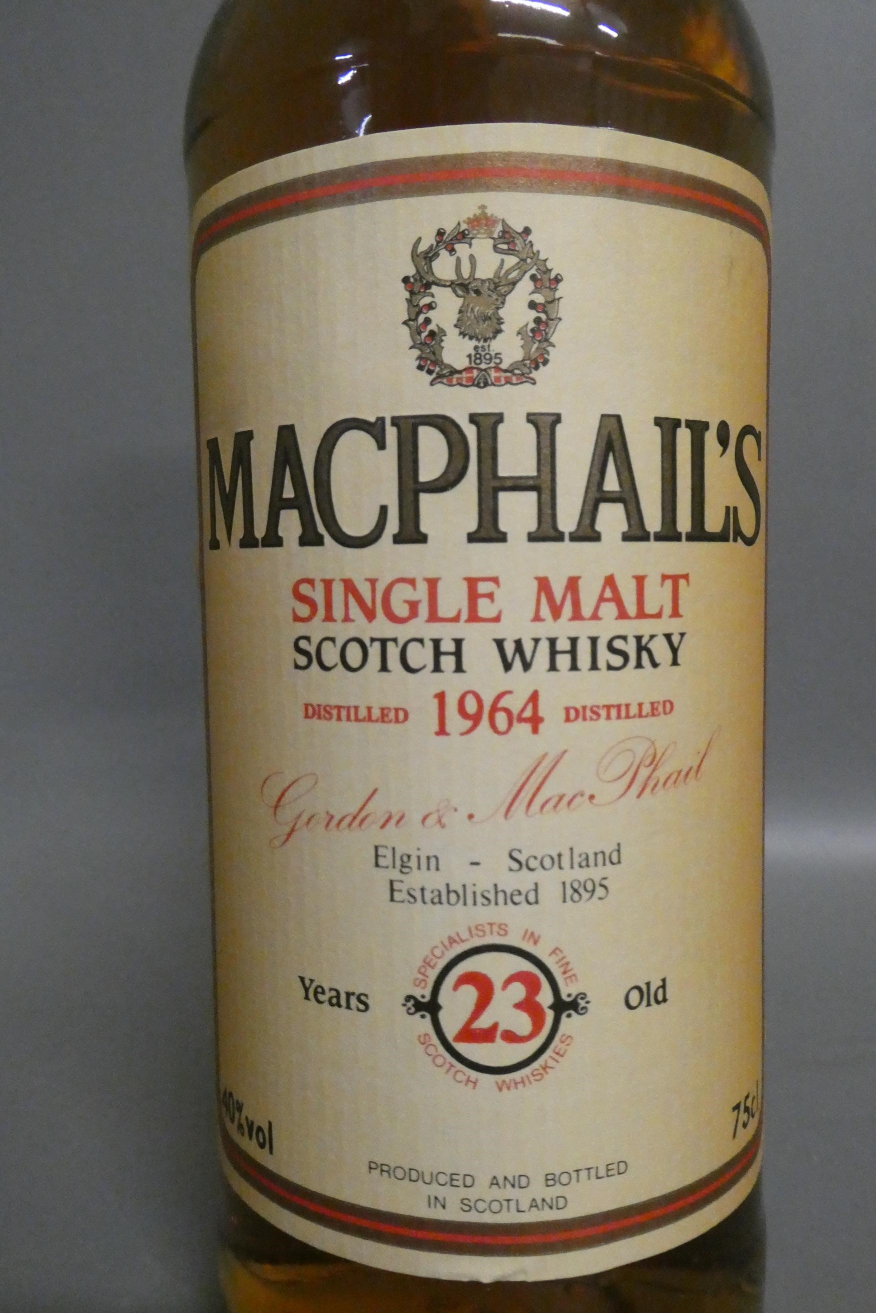 One bottle Macphail's 23yr old single malt Scotch whisky, distilled 1964, Gordon & Macphail, 40%, Image