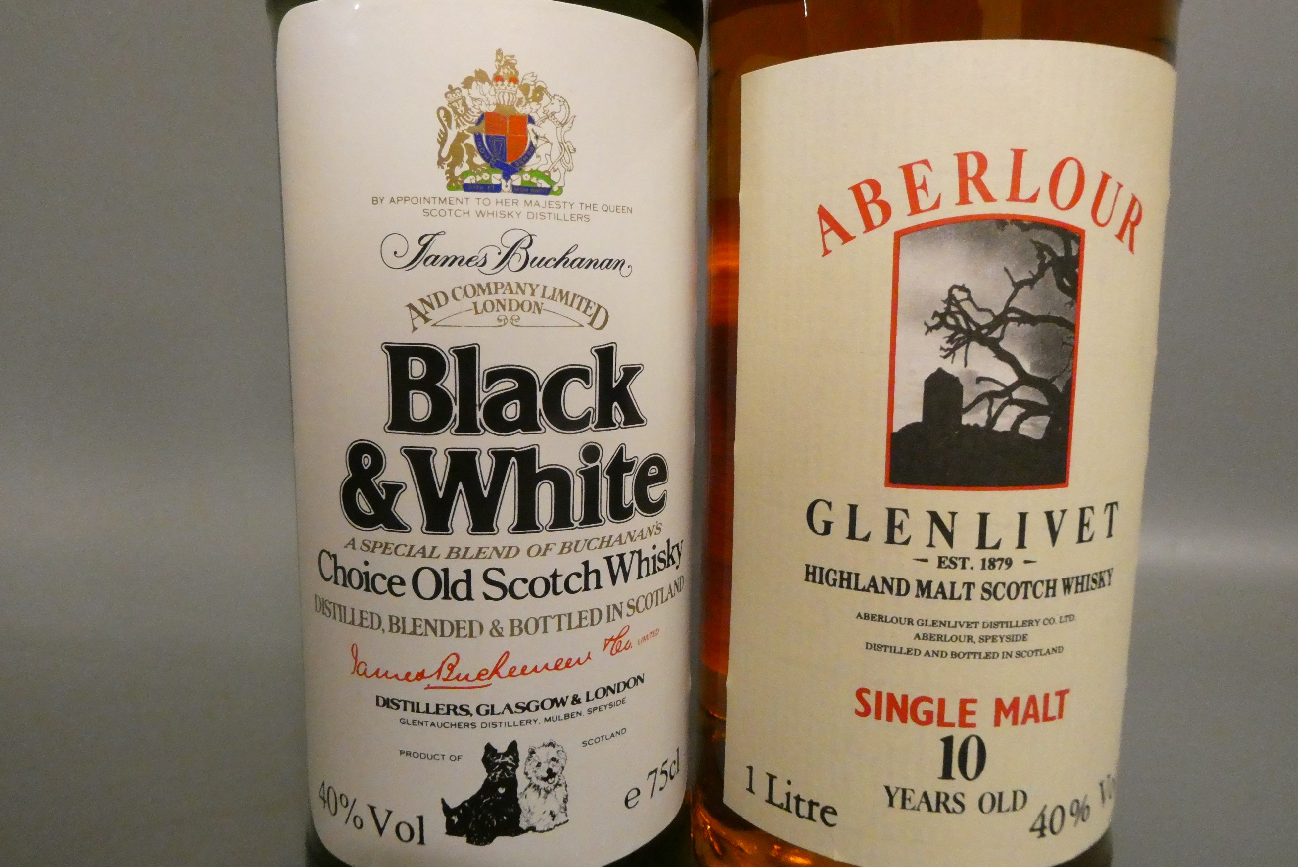 Two bottles Old Scotch whisky, comprising 1litre Aberlour Glenlivet 10yr old single malt and a 75cl Image