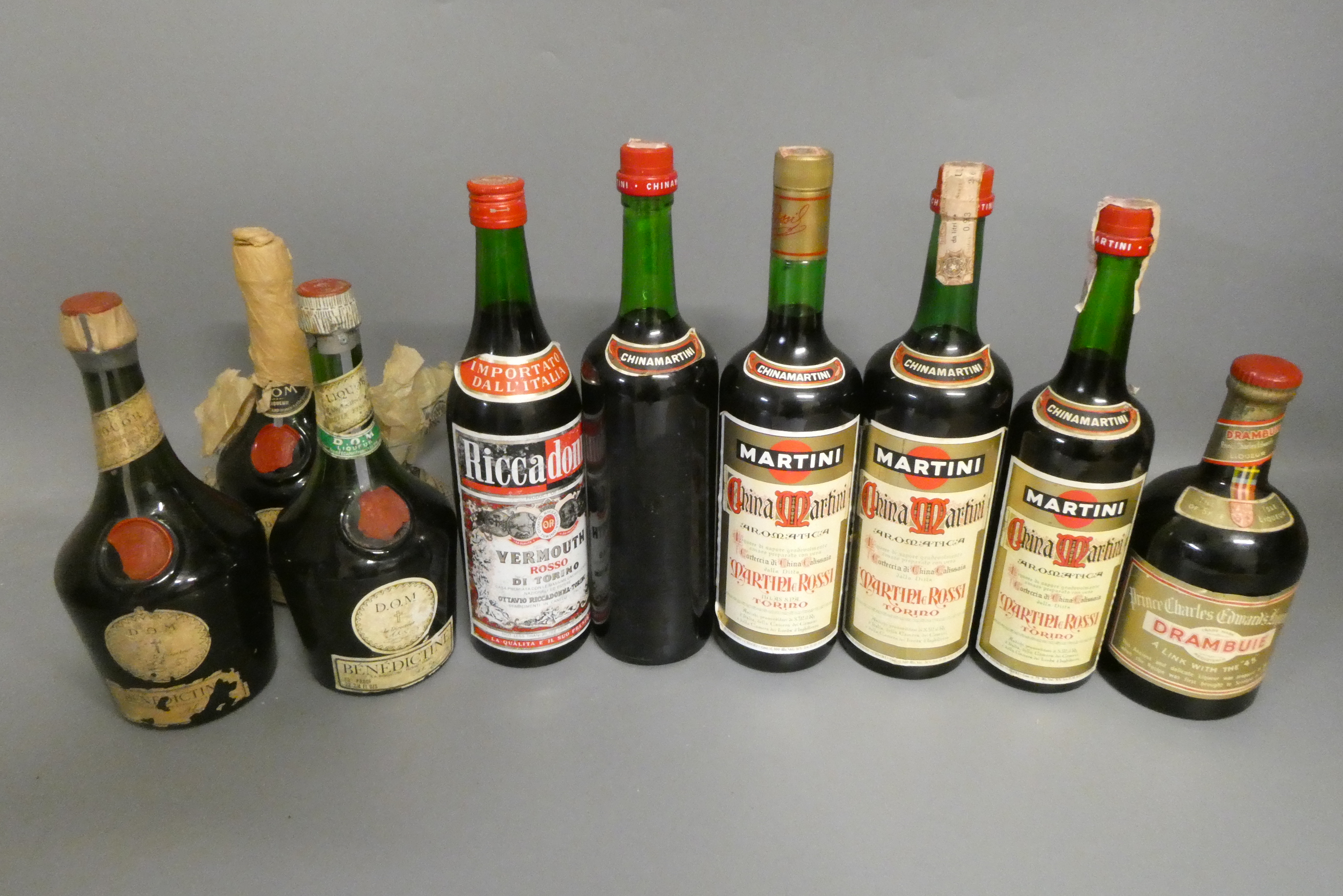 Nine bottles of mixed vintage spirits & liqueurs, comprising three DOM Benedictine, 3litre and one Image
