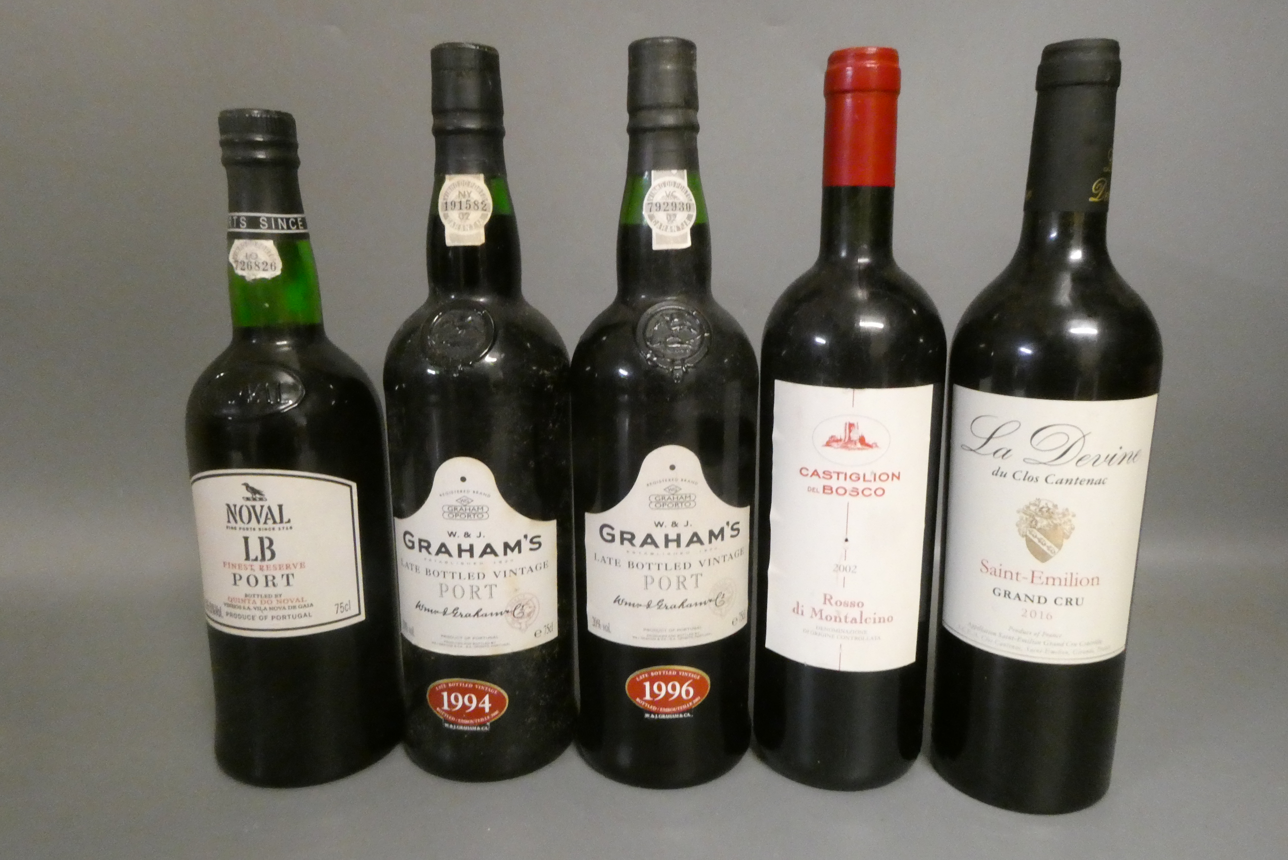 Five bottles of wine and port Image