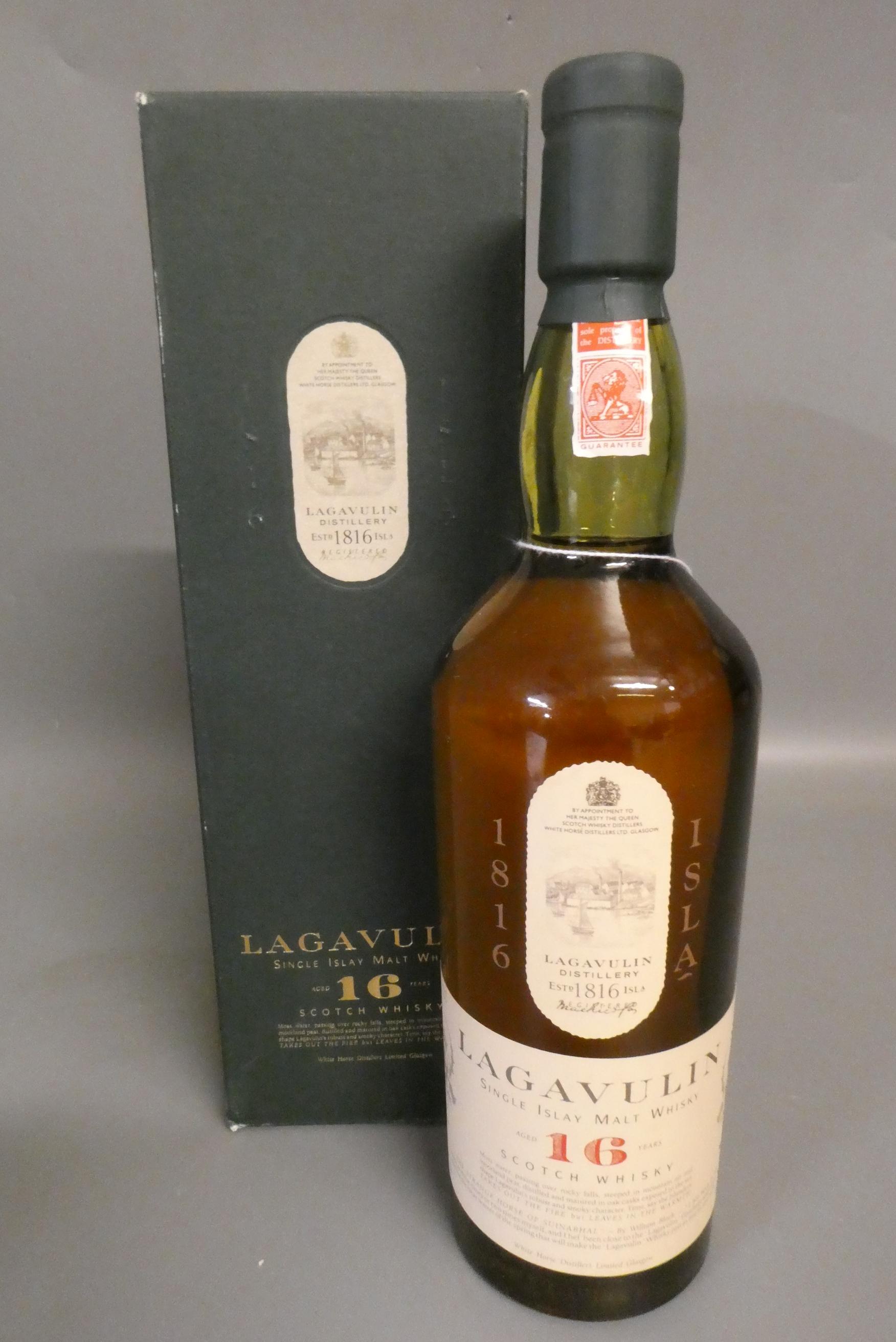 One bottle Lagavulin 16yr old single Islay malt whisky, 43%, 75cl, boxed (Est. plus 24% premium inc. Image