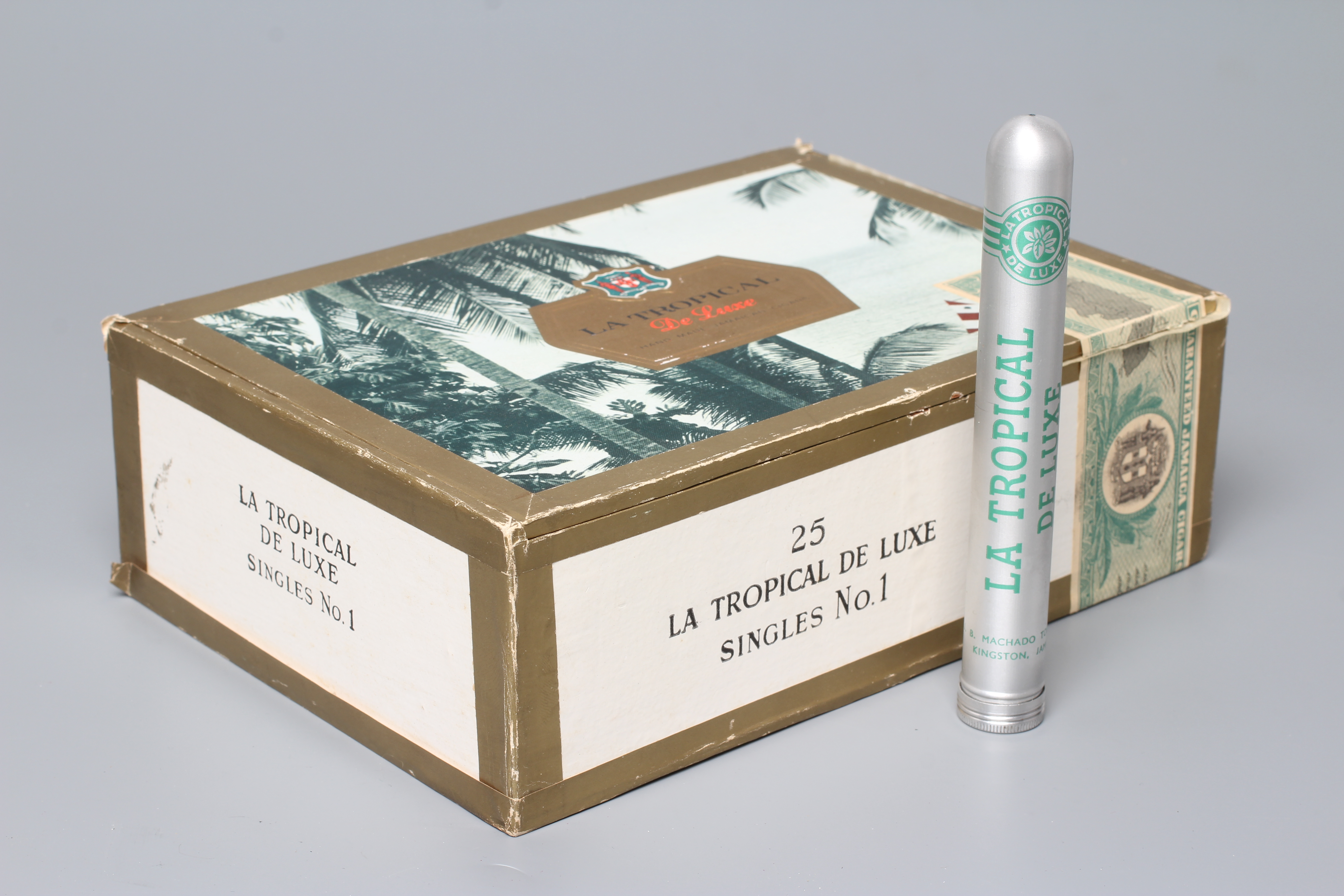 Twenty one La Tropical De Luxe singles No.1 cigars, boxed and in individual tubed (Est. plus 24% Image