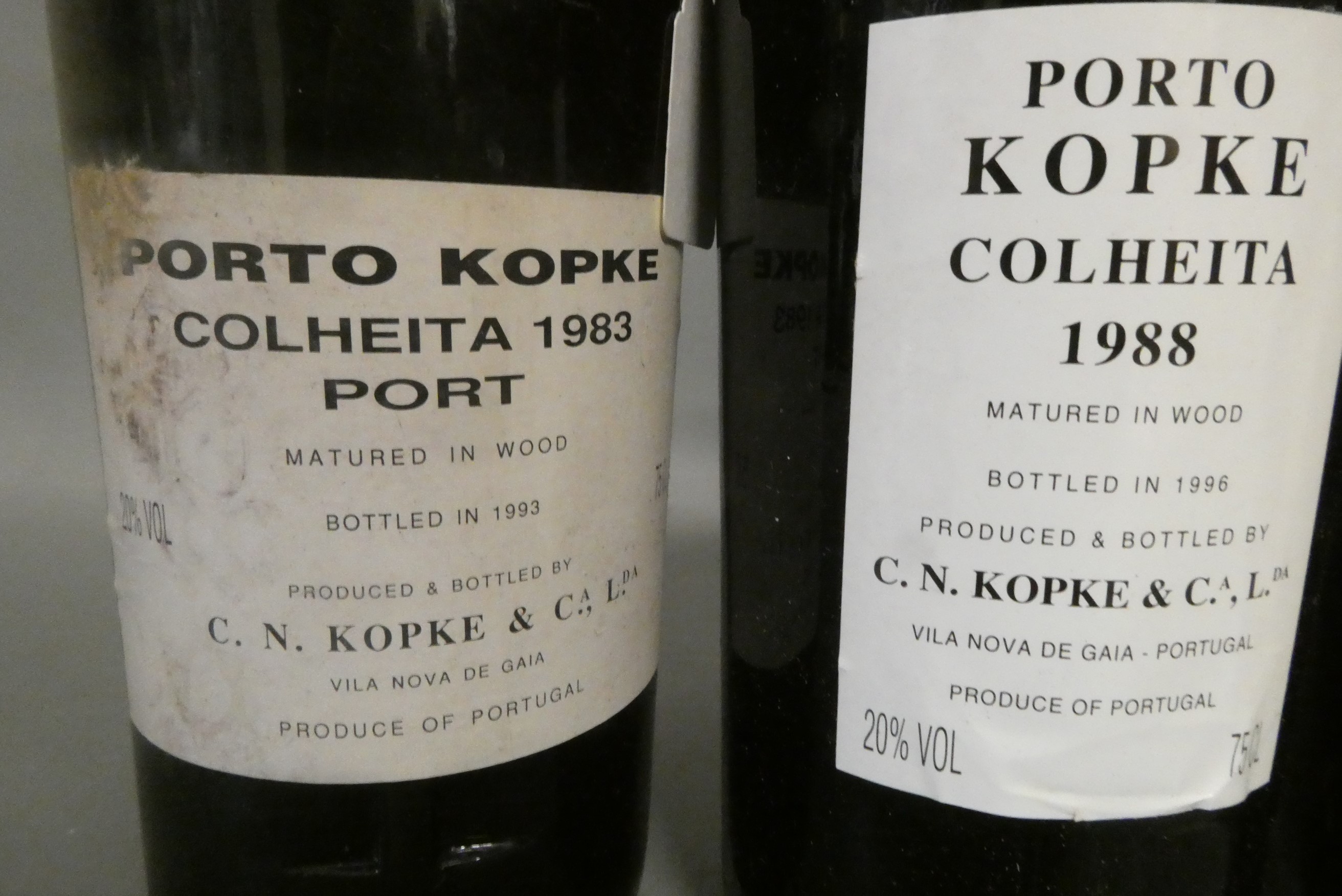 Three bottles Kopke vintage port, comprising a 1983 and two 1988 (Est. plus 24% premium inc. VAT) Image