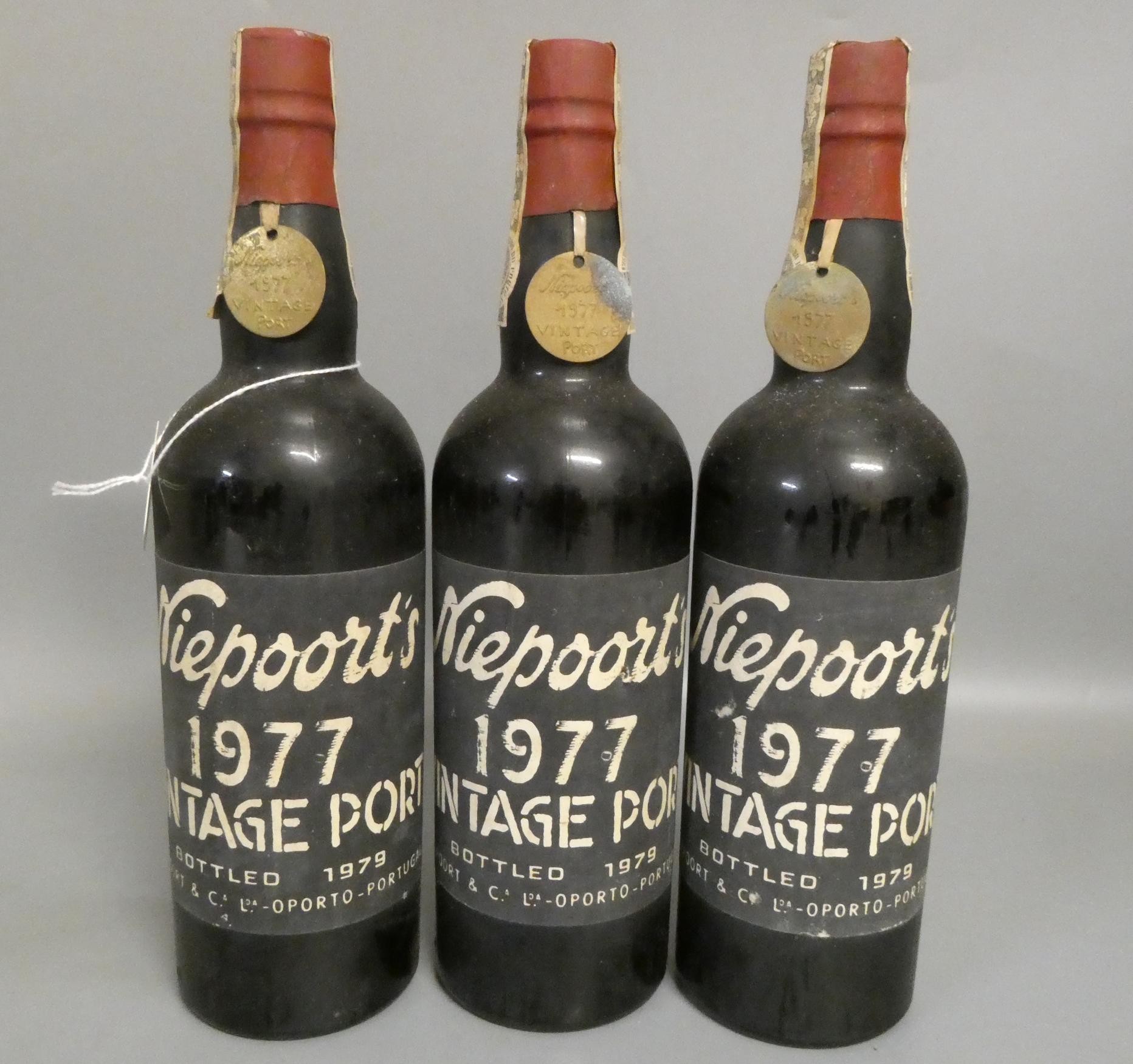 Three bottles Niepoort 1977 vintage port (Est. plus 24% premium inc. VAT) Image