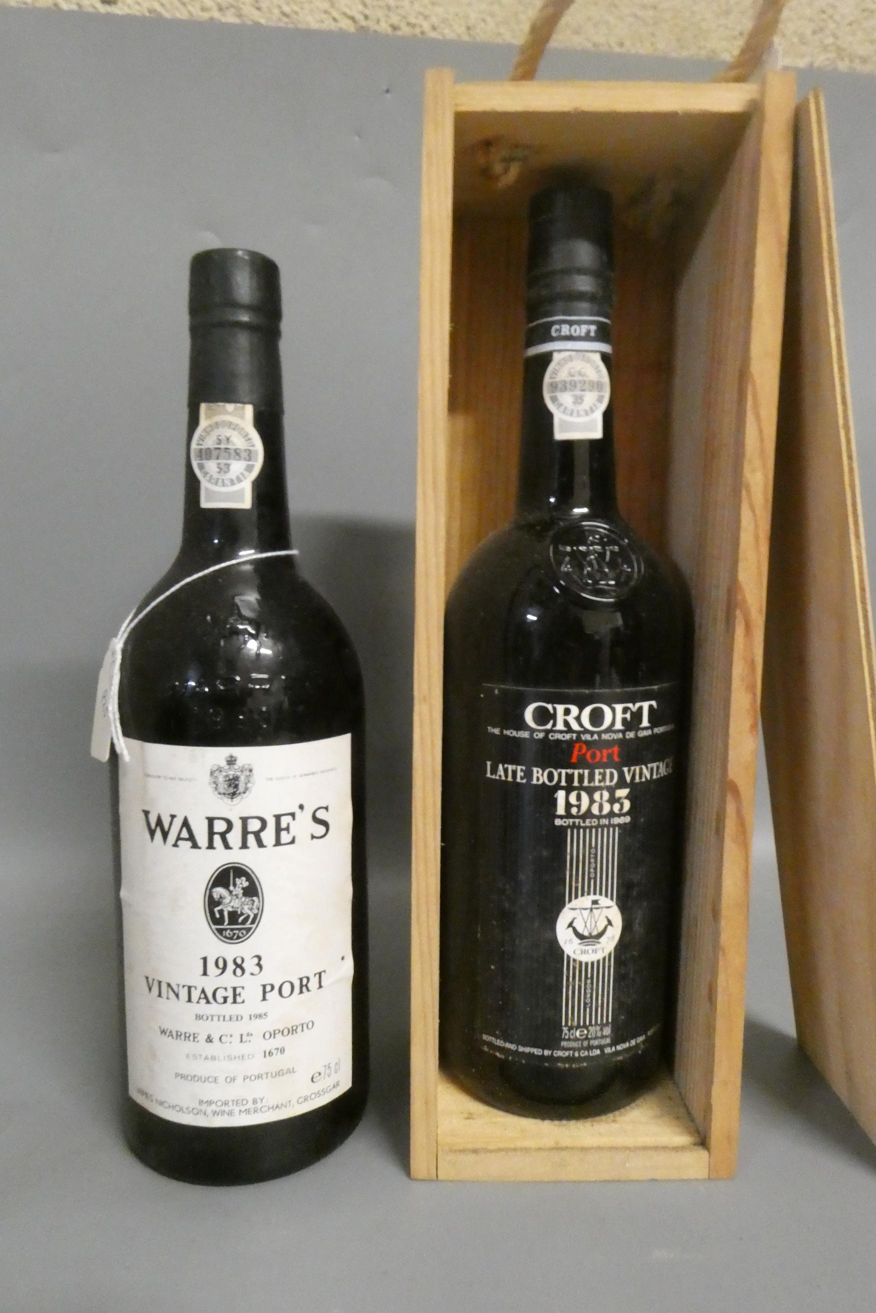 One bottle Warre's 1983 vintage port, together with a boxed Croft 1983 LBV port (2) Image