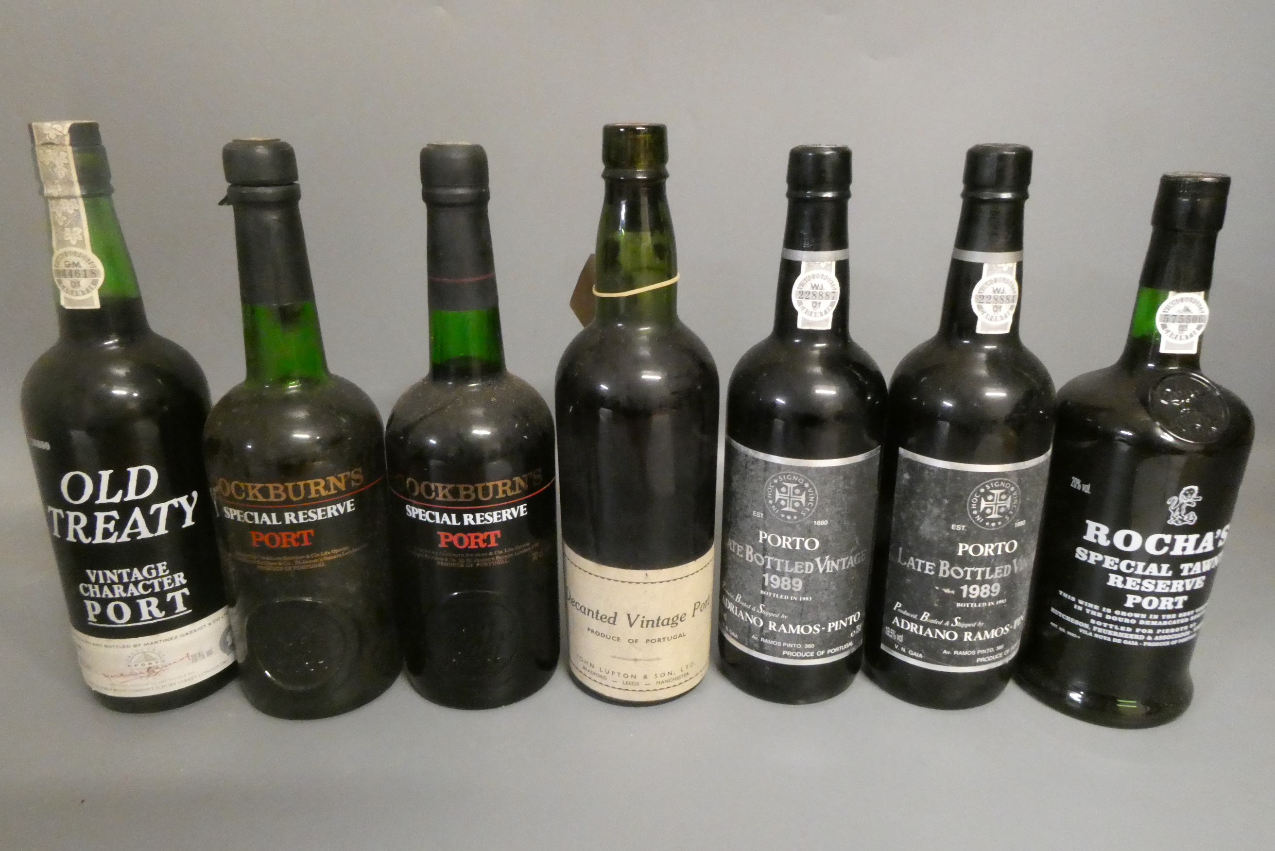 Seven bottles of port Image
