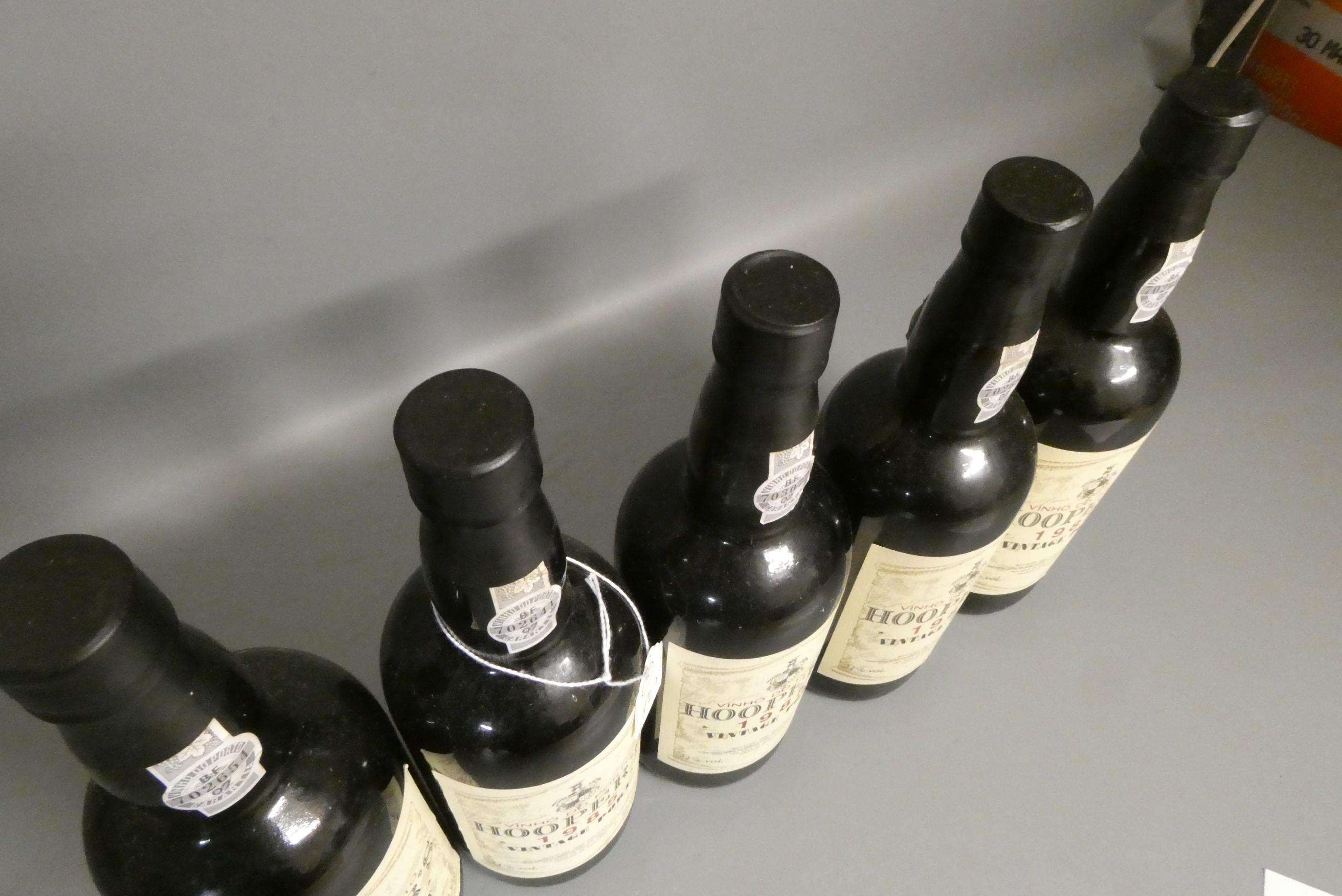 Five bottles Hooper's 1985 vintage port (Est. plus 24% premium inc. VAT) Image