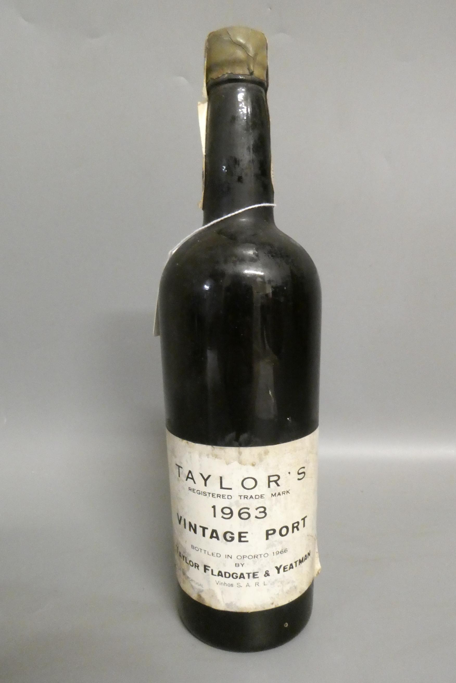 One bottle Taylor's 1963 vintage port (Est. plus 24% premium inc. VAT) Image