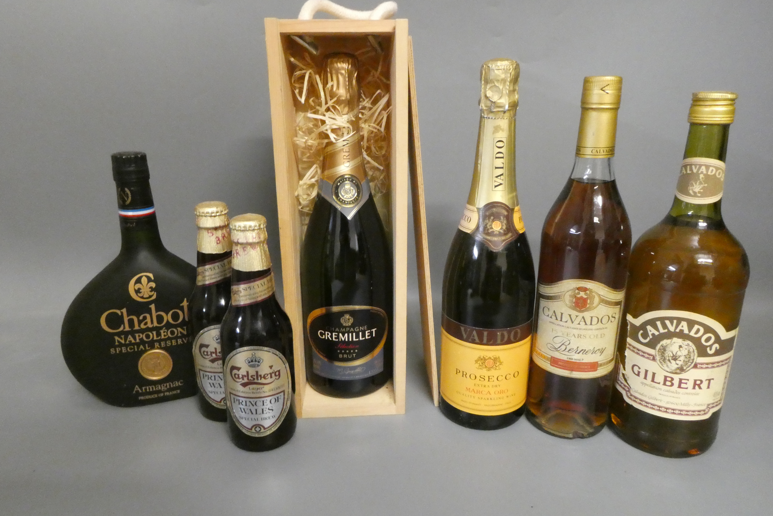 Seven bottles of mixed alcohol Image