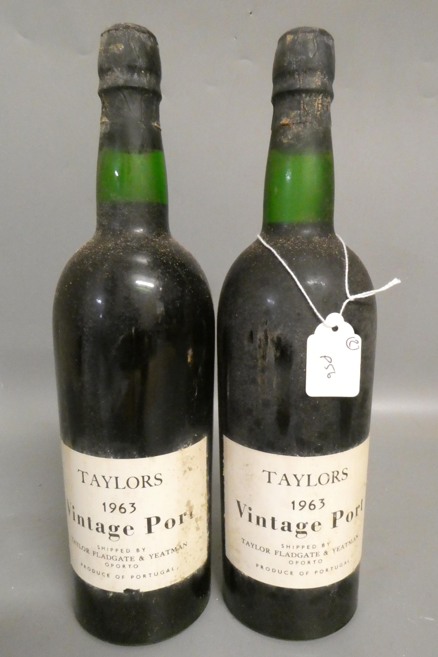 Two bottles Taylor's 1963 vintage port (Est. plus 24% premium inc. VAT) Image