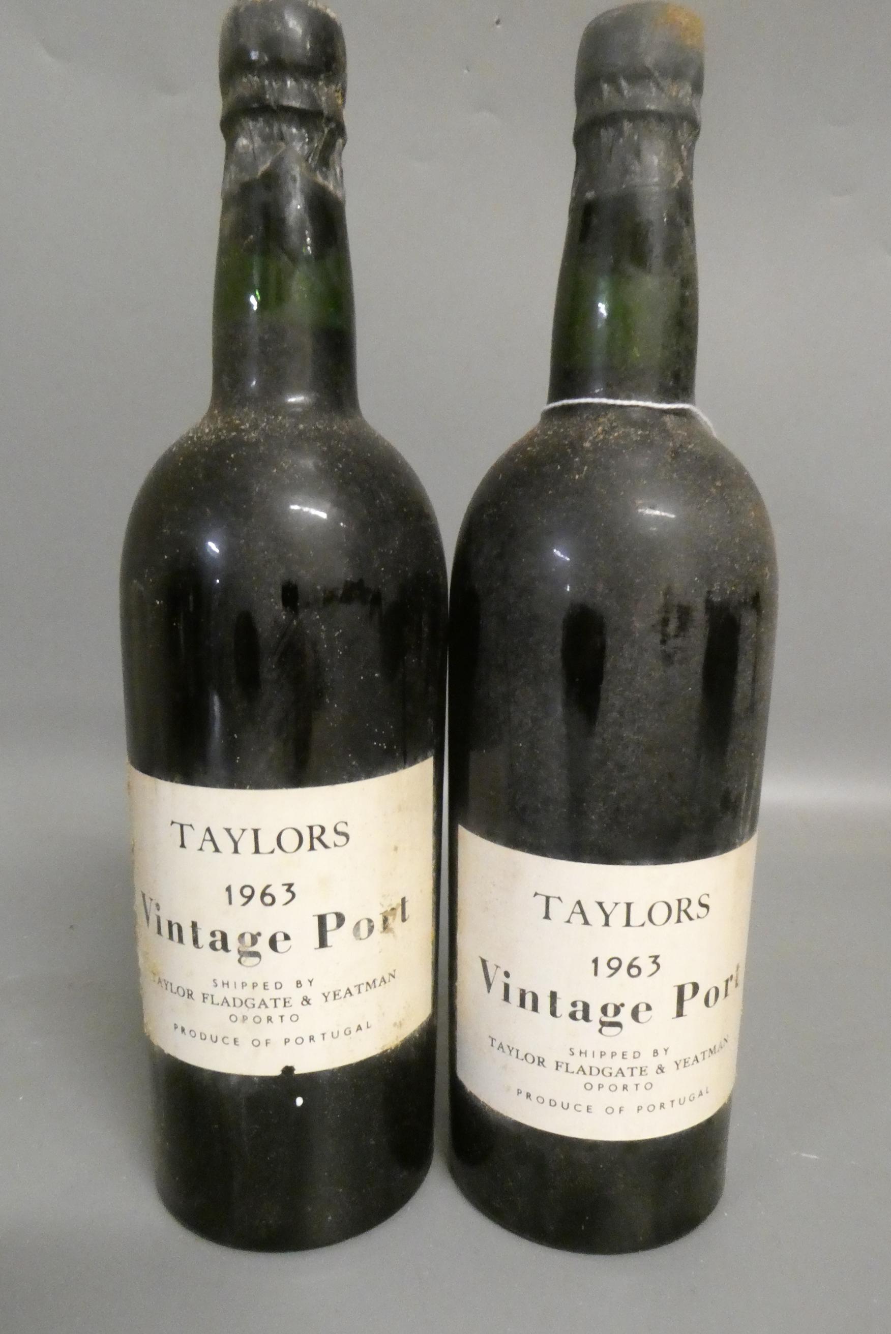 Two bottles Taylor's 1963 vintage port (Est. plus 24% premium inc. VAT) Image