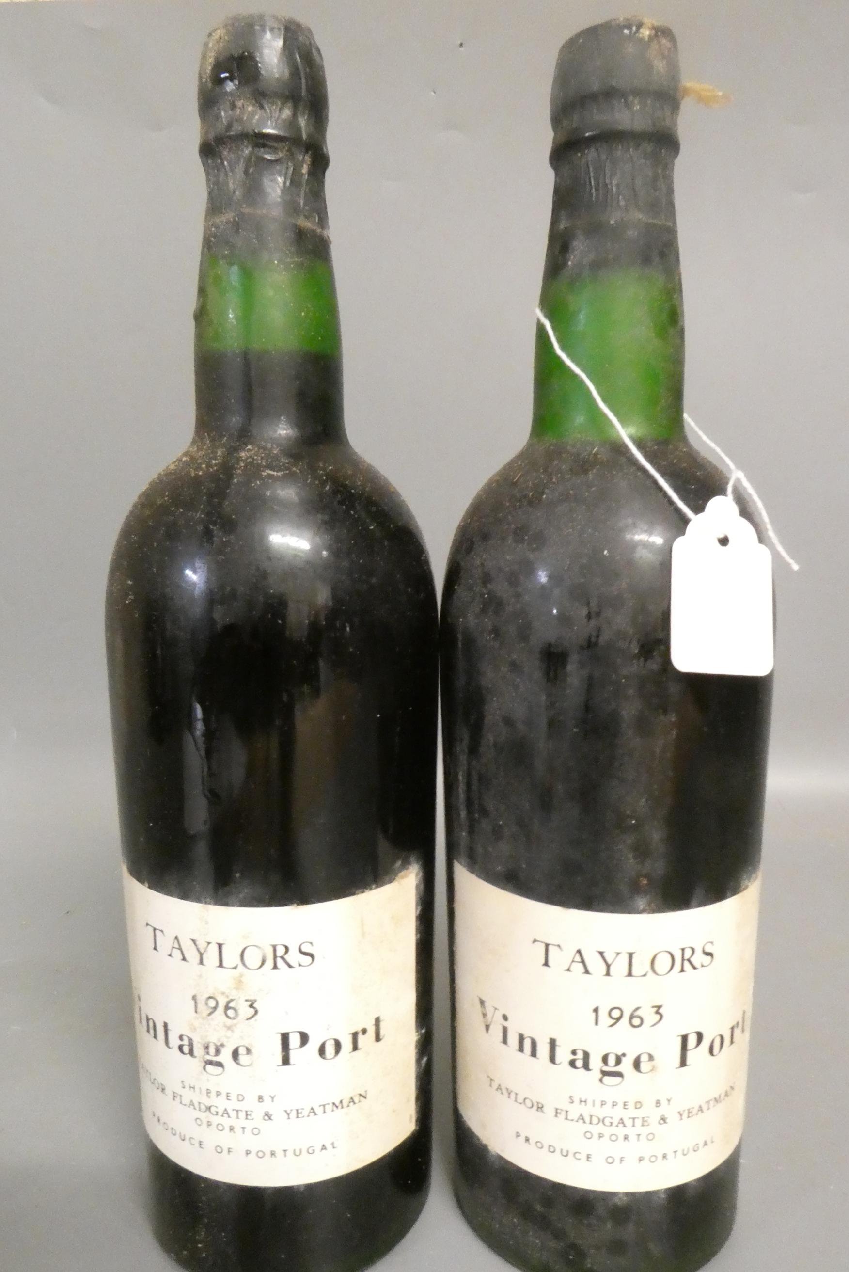 Two bottles Taylor's 1963 vintage port (Est. plus 24% premium inc. VAT) Image