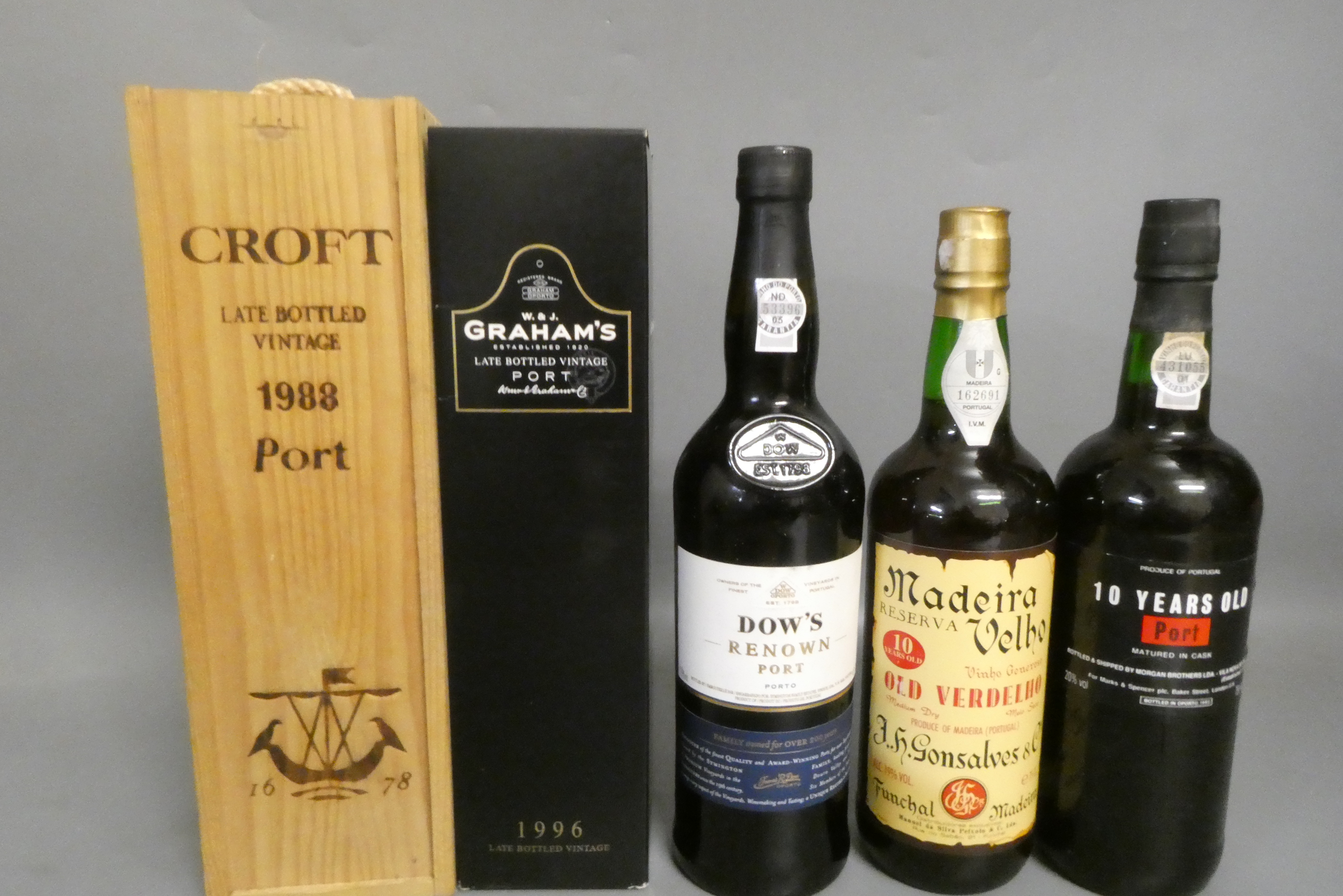 Five bottles of port & madeira Image