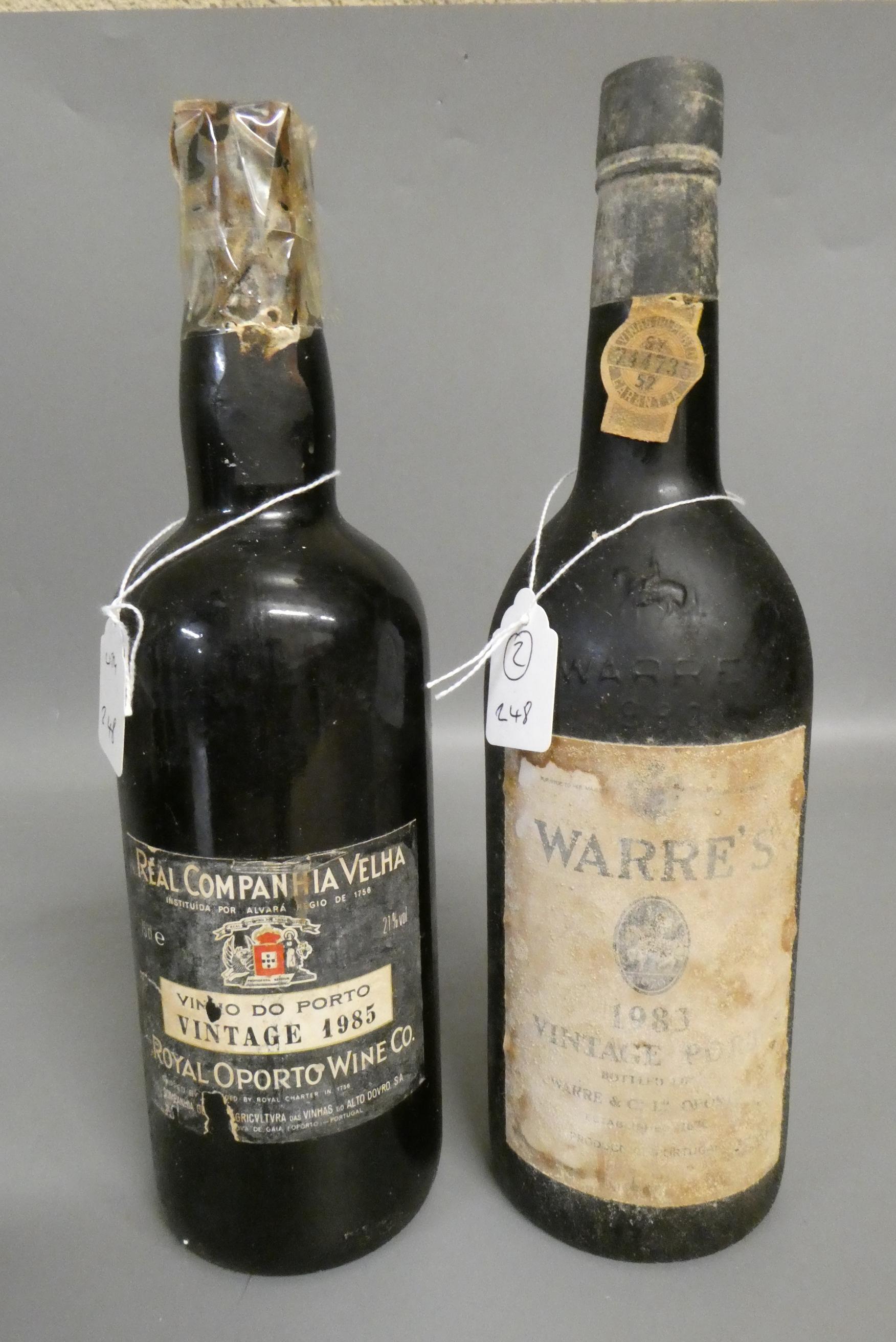 One bottle Warre's 1983 vintage port, together with one bottle Real Companhia Velha 1985 vintage Image