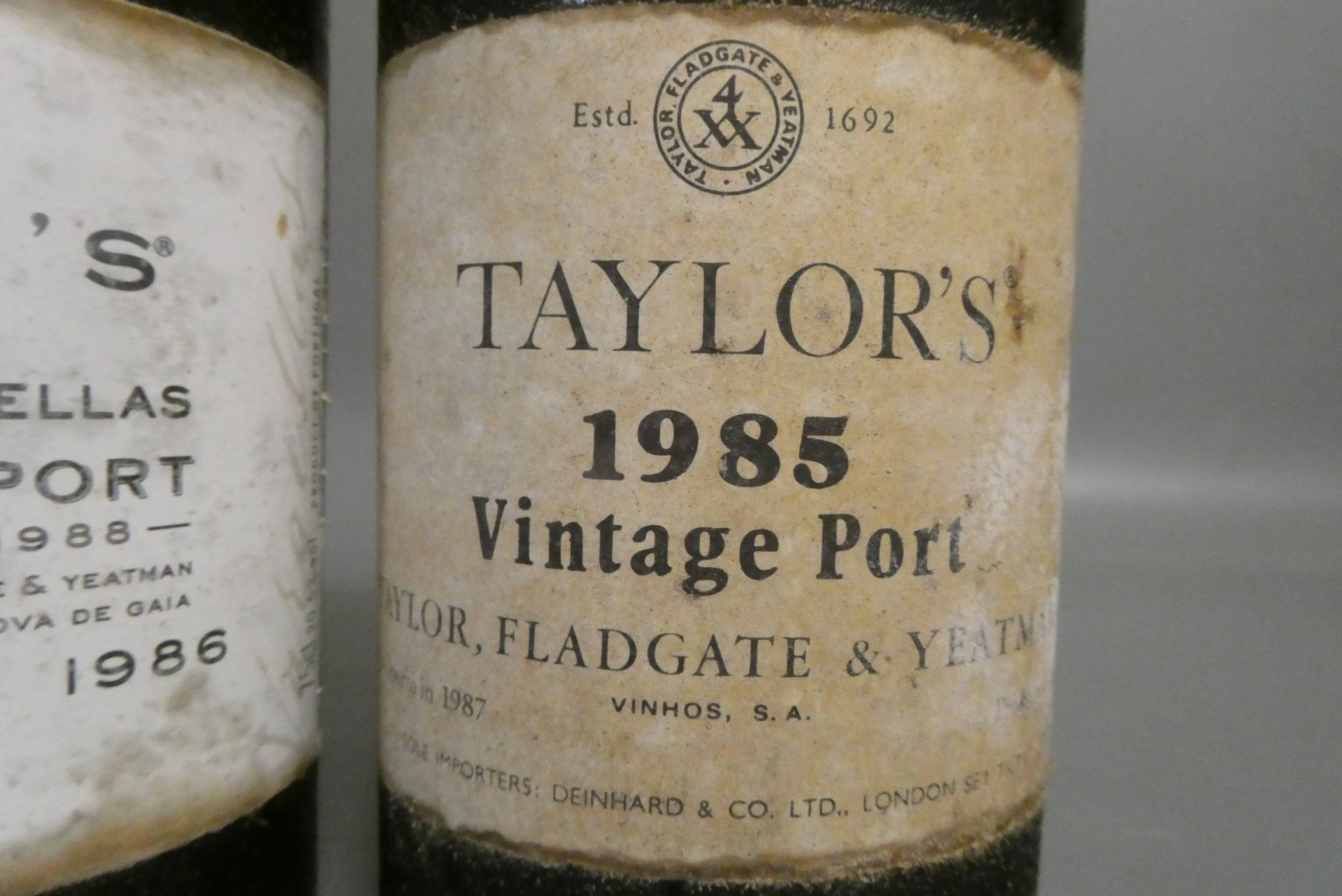 Two bottles Taylor's port, comprising a 1985 vintage port and a 1986 Quinta de Vargellas (Est. plus Image