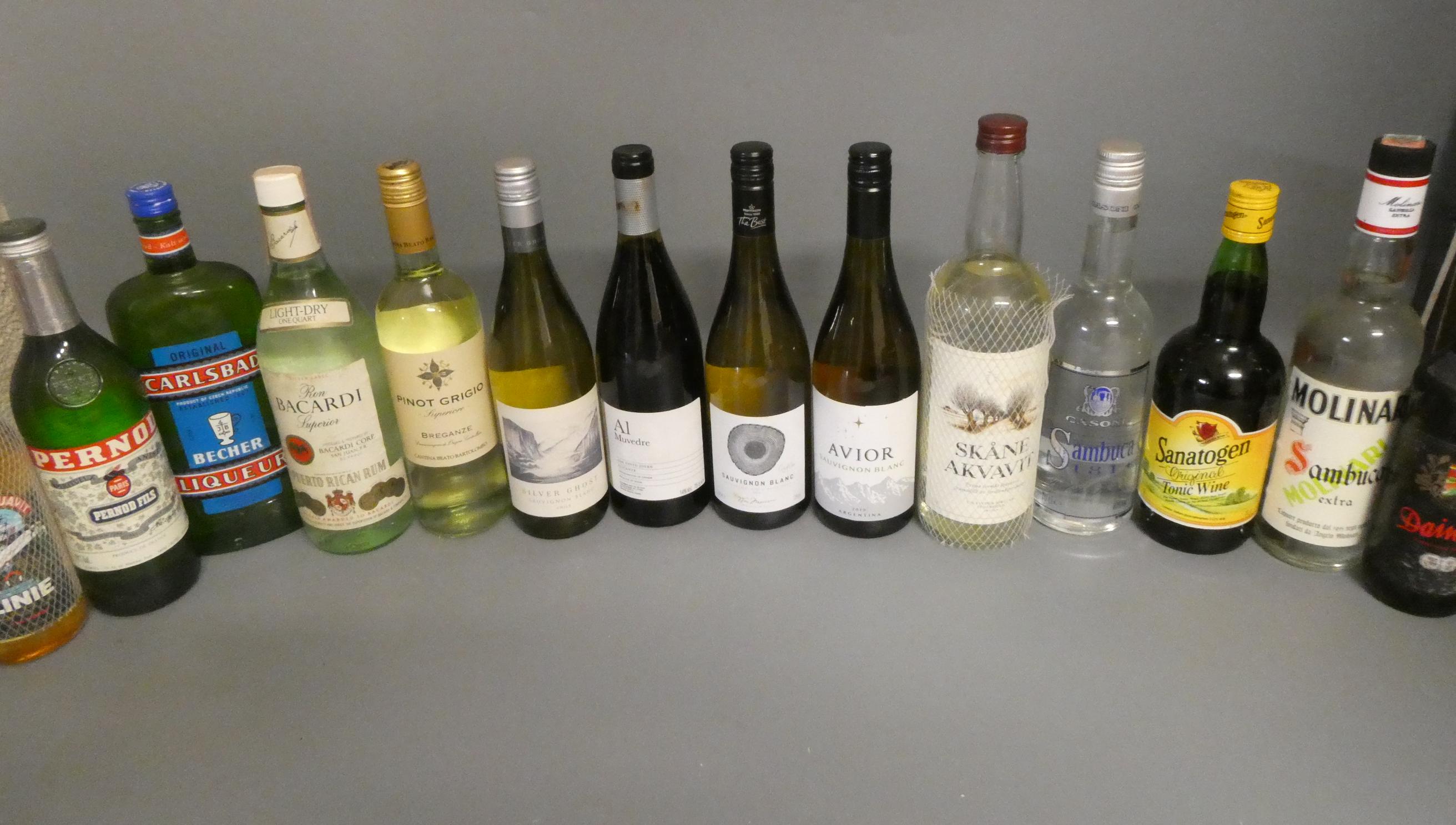 Fourteen bottles of mixed wine and liqueur Image