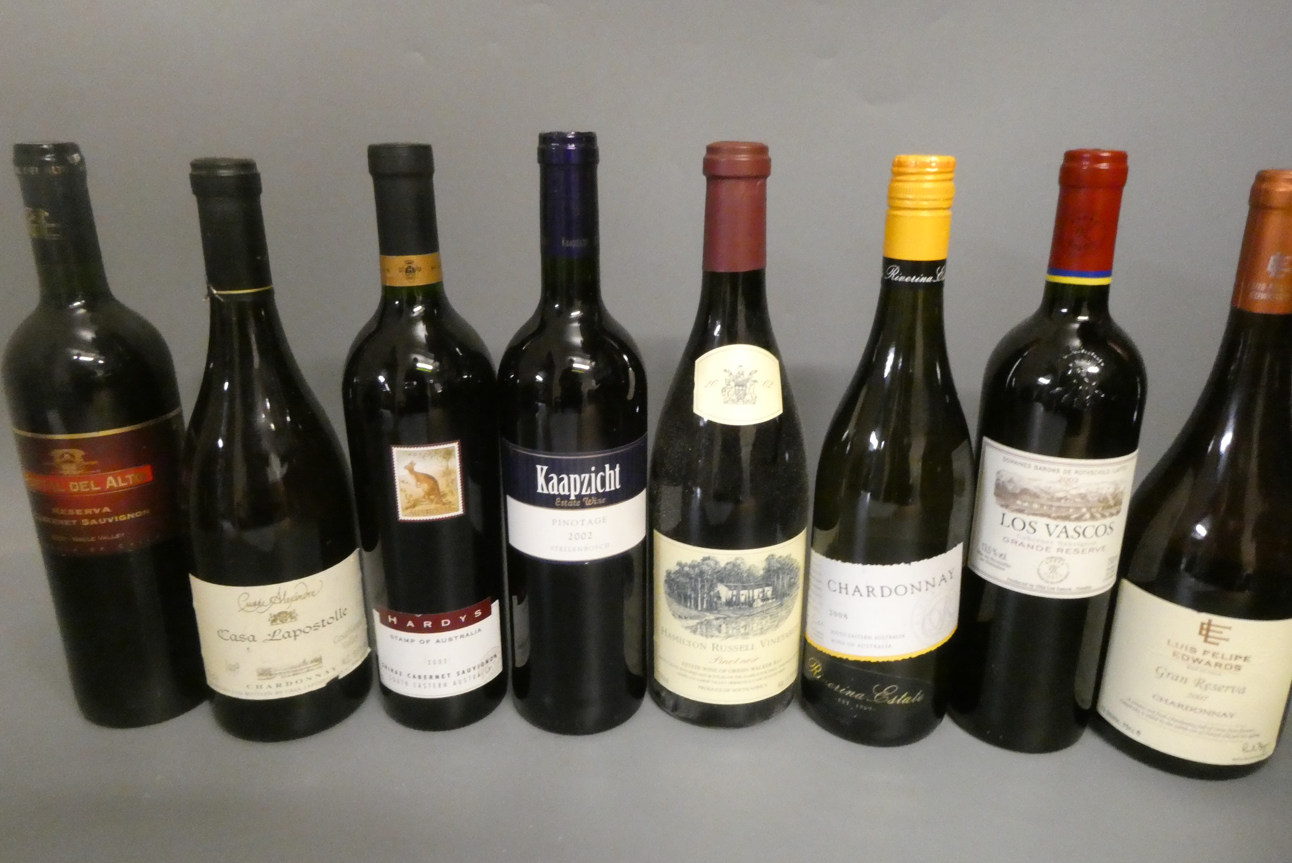 Eight bottles of new world wine Image