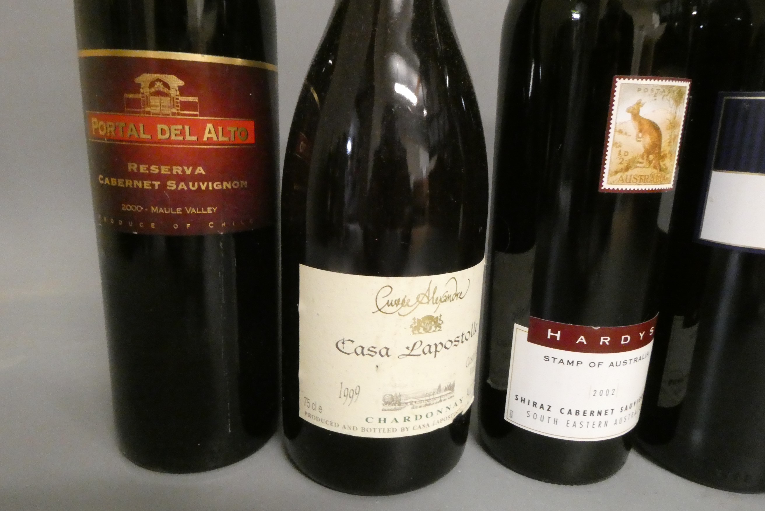 Eight bottles of new world wine Image