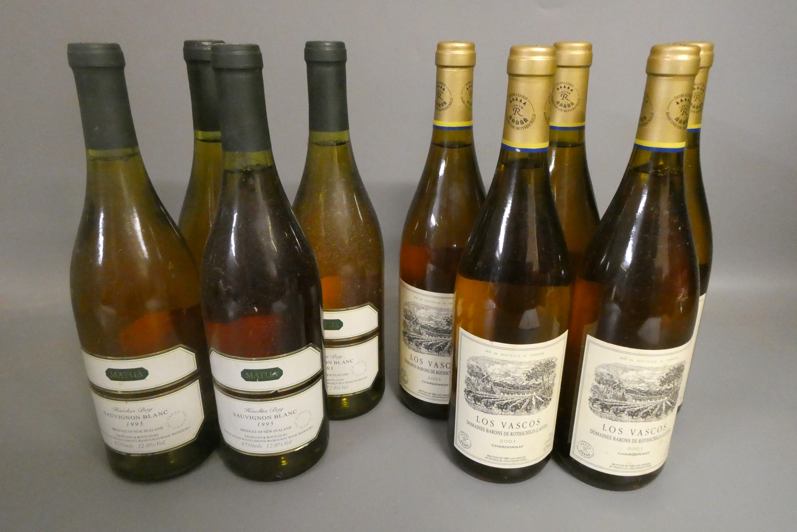 Five bottles Los Vascos chardonnay, 2001, Domsines Barons de Rothschild (Lafite), together with four Image