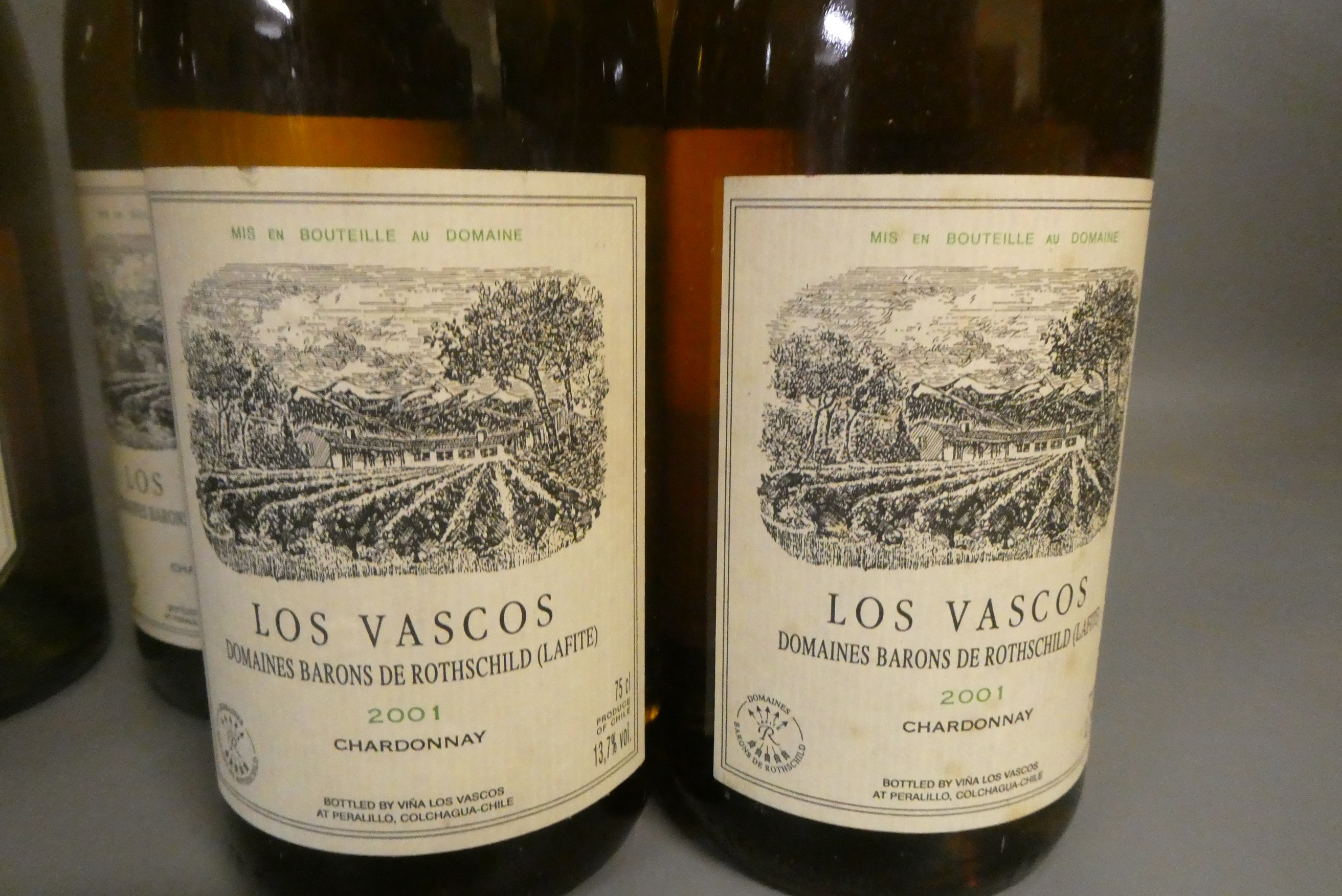 Five bottles Los Vascos chardonnay, 2001, Domsines Barons de Rothschild (Lafite), together with four Image