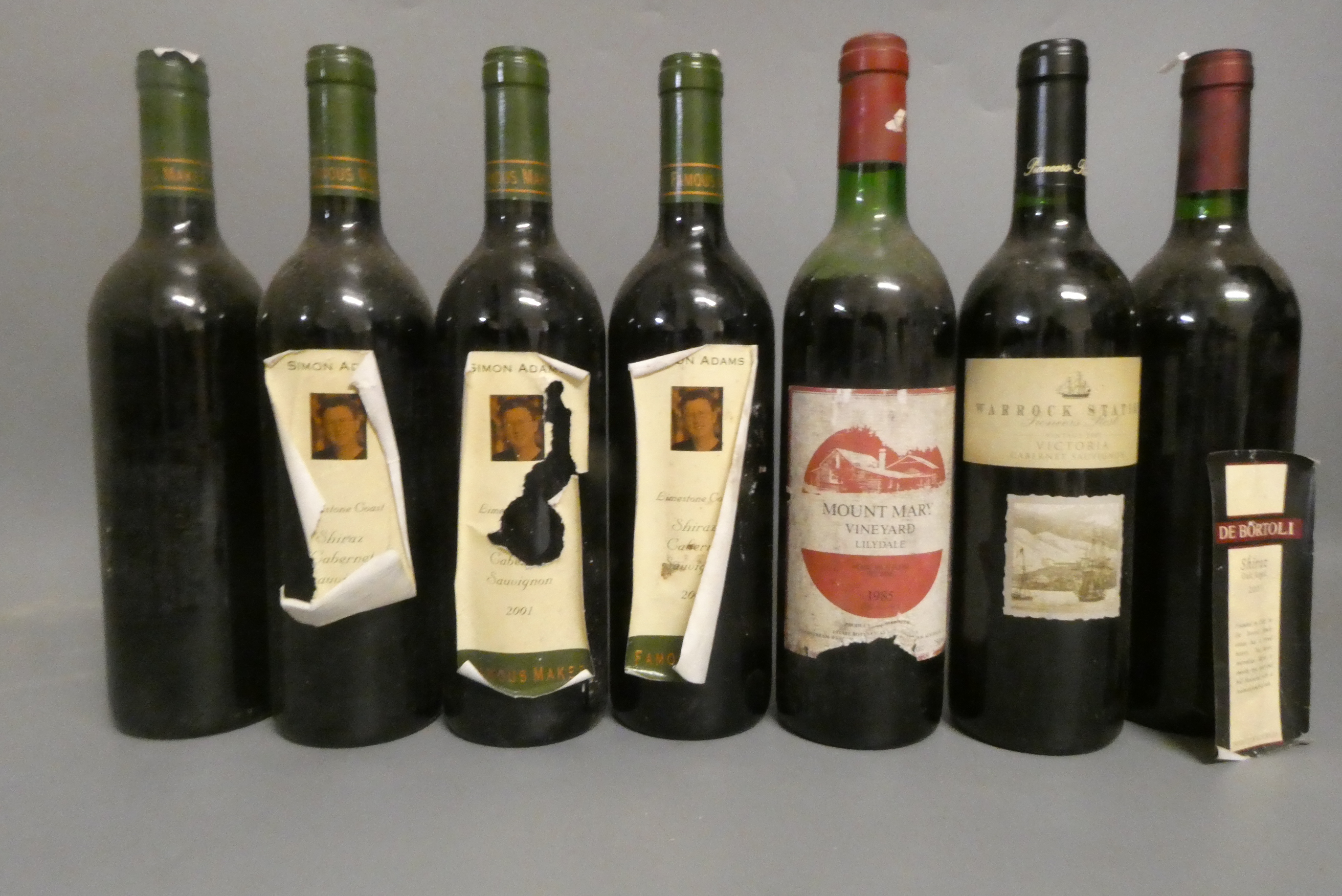 Seven bottles of Australian red wine Image