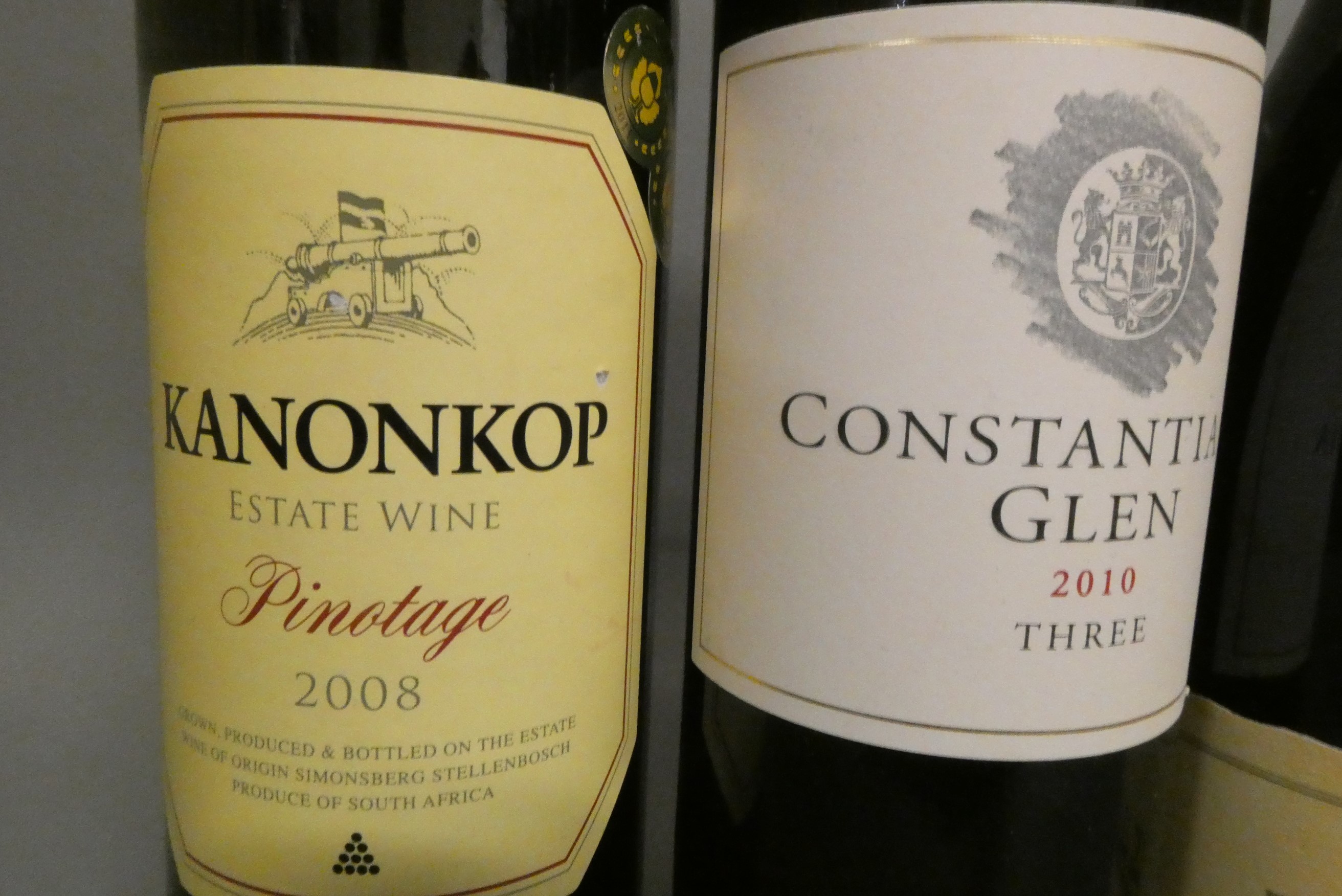 Three South African red wines, comprising a 2008 Kanonkop pinotage, a 2010 Constantia Glen "Three", Image