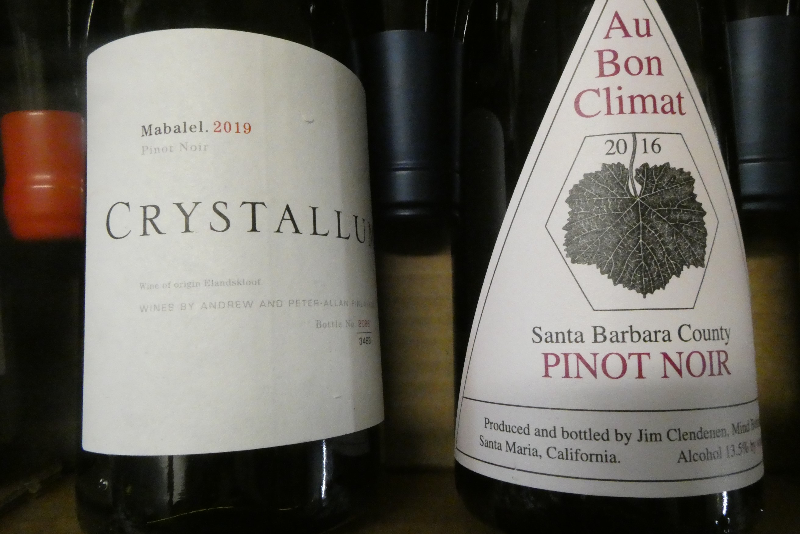Ten bottles of New World pinot noir, comprising seven Au Bon Climat, 2016, Santa Barbara, and three Image