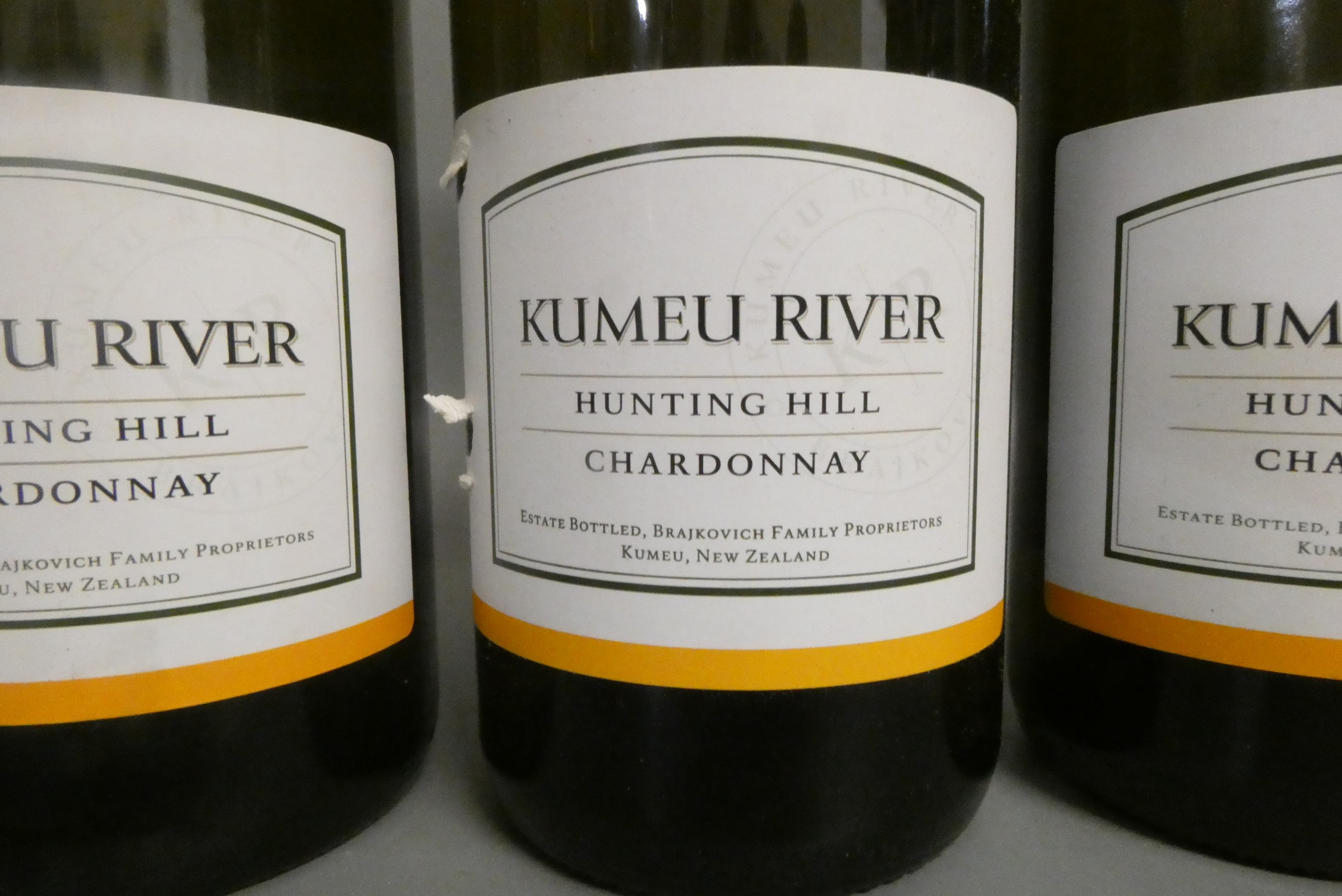 Three bottles of Kumeu River Hunting Hill chardonnay, comrpising two 2008 & one 2009 (Est. plus 24% Image