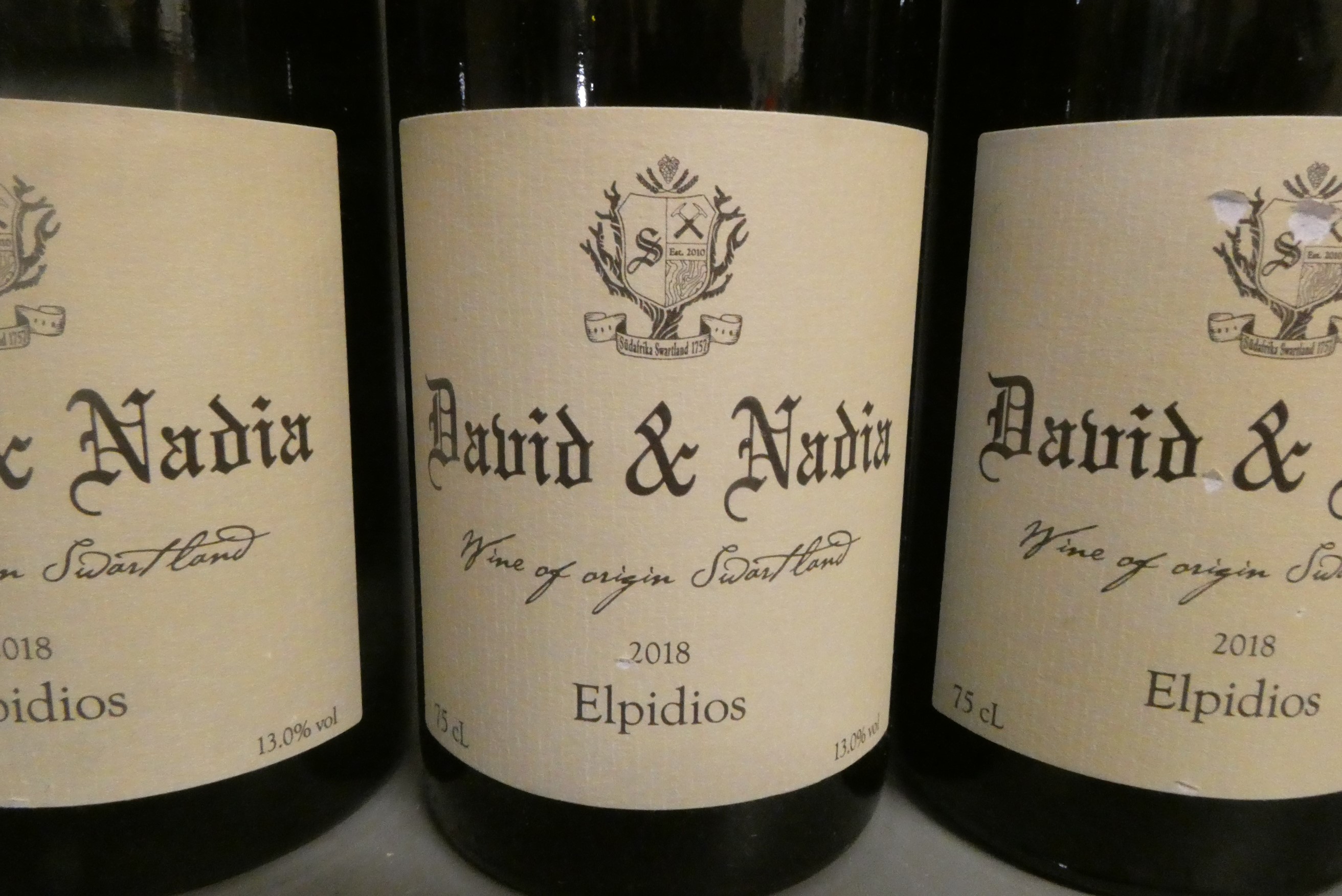 Three bottles Elpidios, 2018, David & Nadia (Est. plus 24% premium inc. VAT) Image