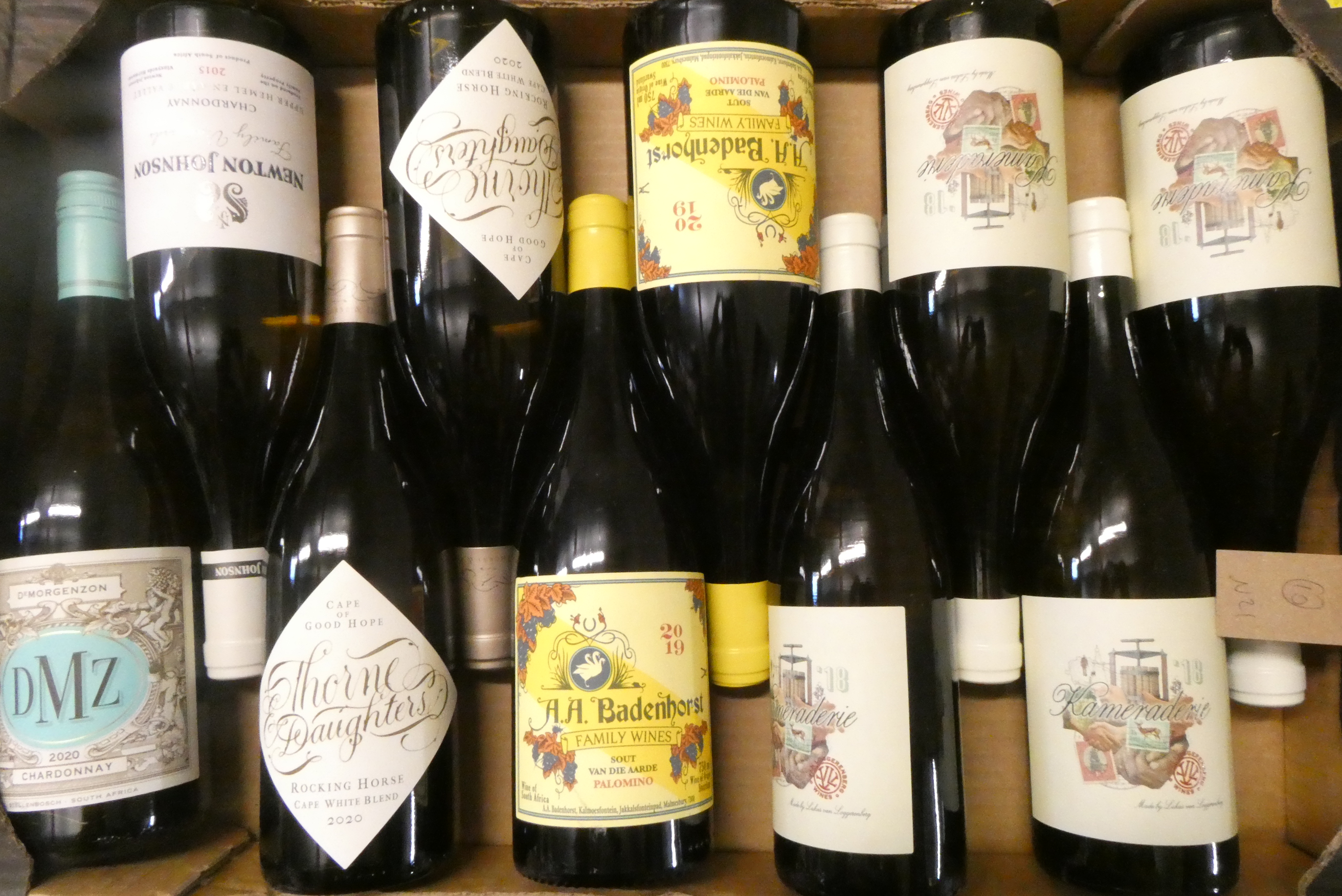 Ten bottles of South African white wine Image