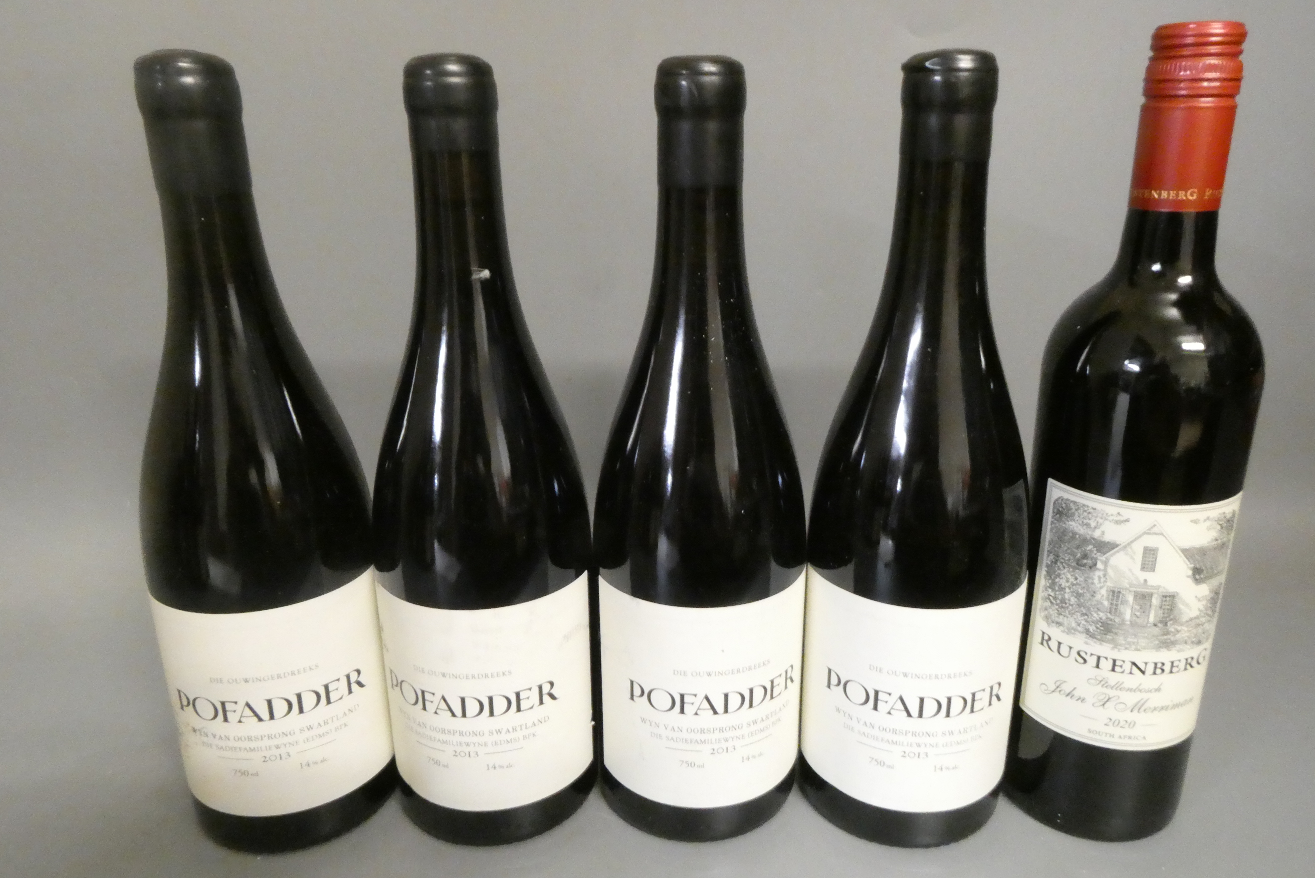 Four bottles Pofadder, 2013, Ouwingerdreeks, Sadie Family, together with a 2020 Rustenberg, Image