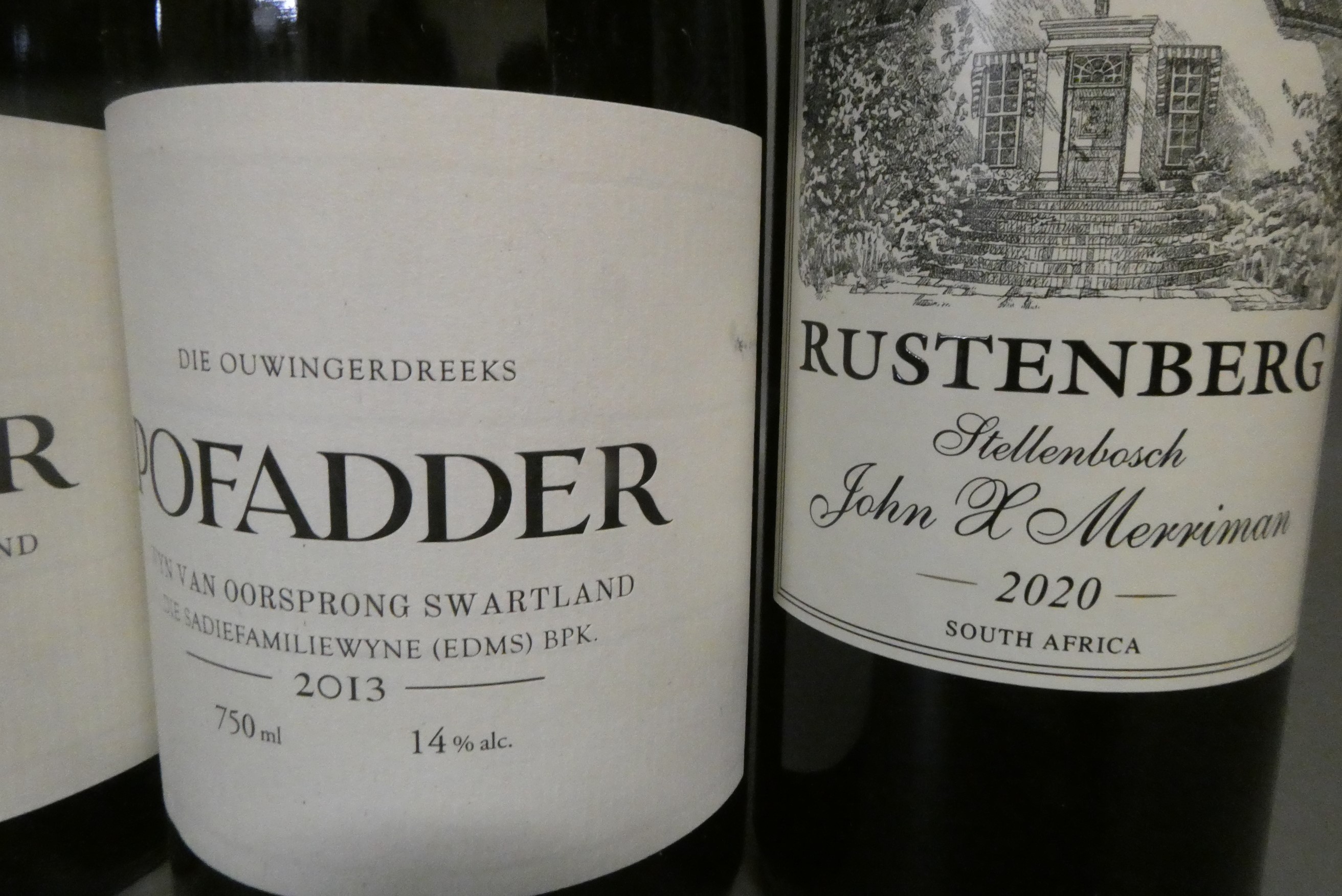 Four bottles Pofadder, 2013, Ouwingerdreeks, Sadie Family, together with a 2020 Rustenberg, Image