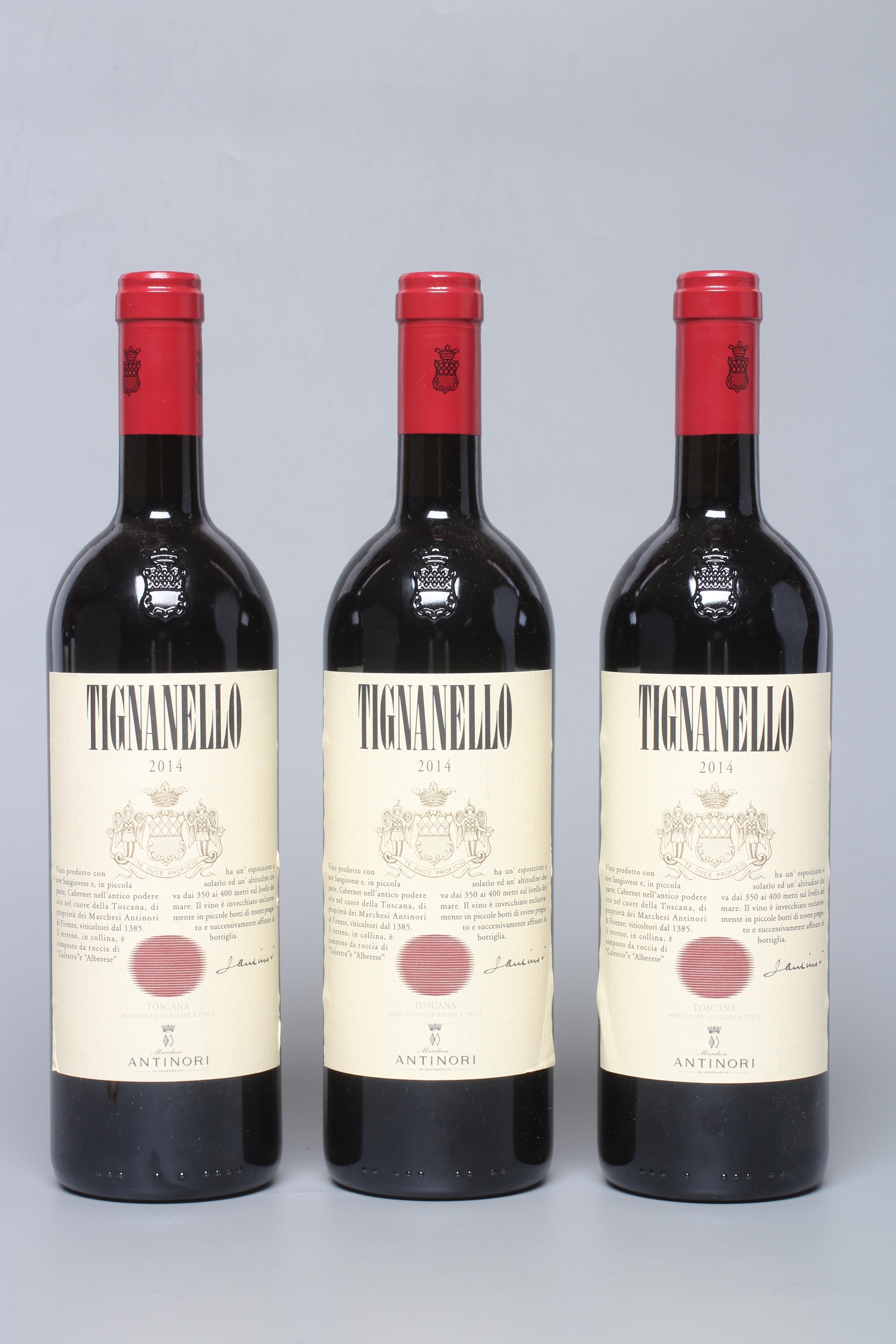 Three bottles of Tignanello, 2014, Antinori (Est. plus 24% premium inc. VAT) Image