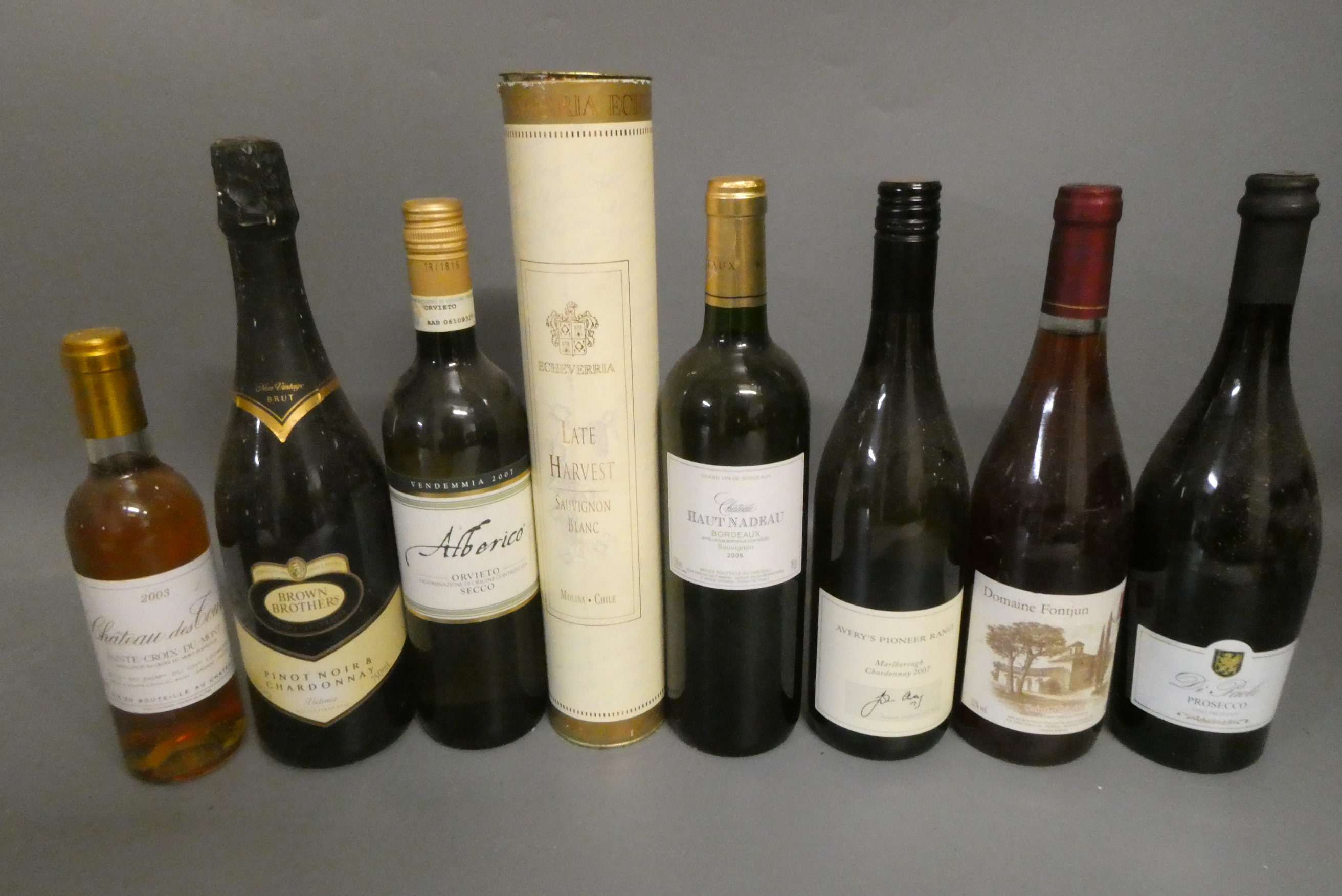 Six and two half bottles of mixed wine Image