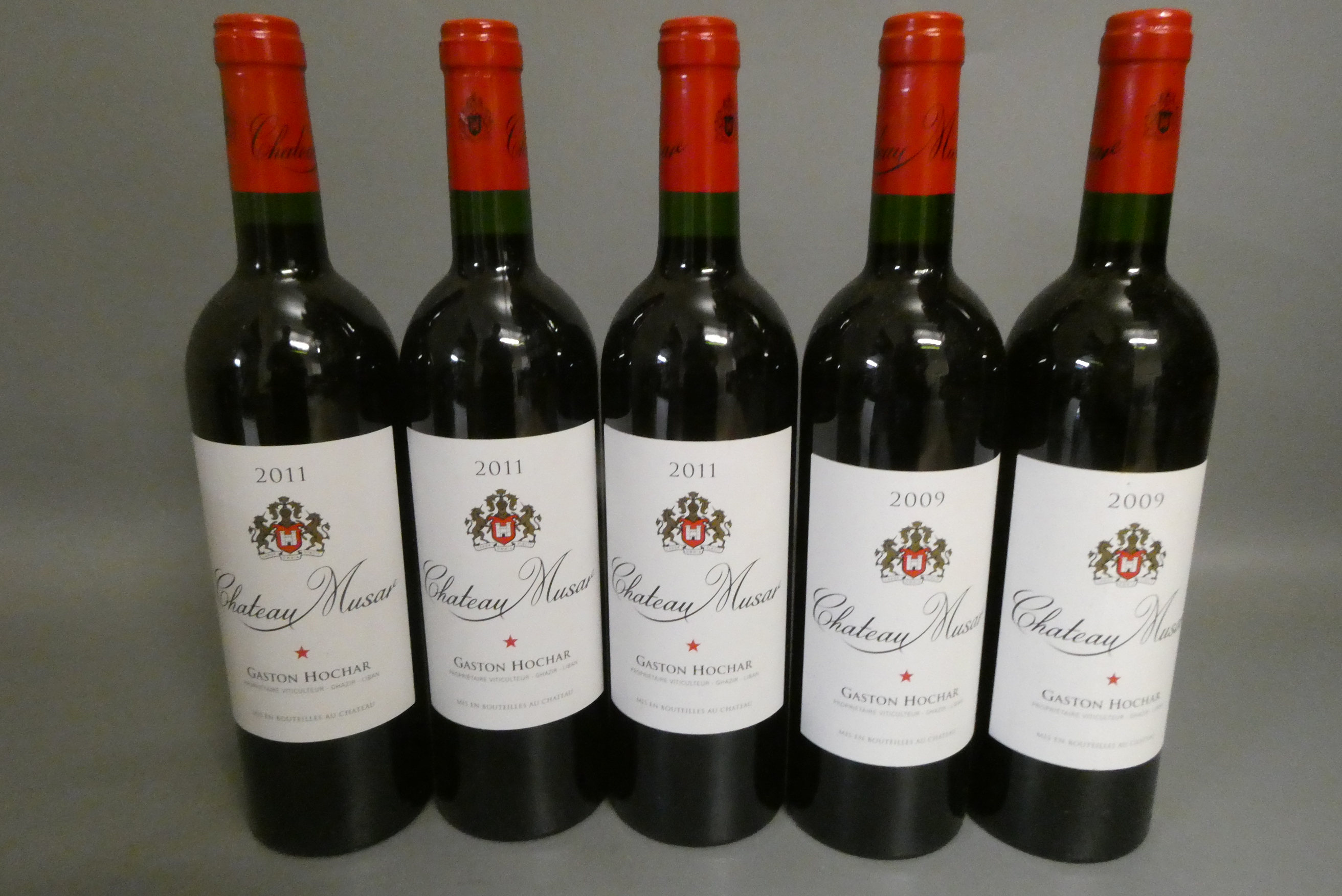 Five bottles Chateau Musar, comprising three 2011 and two 2009, Gaston Hochar (Est. plus 24% premium Image