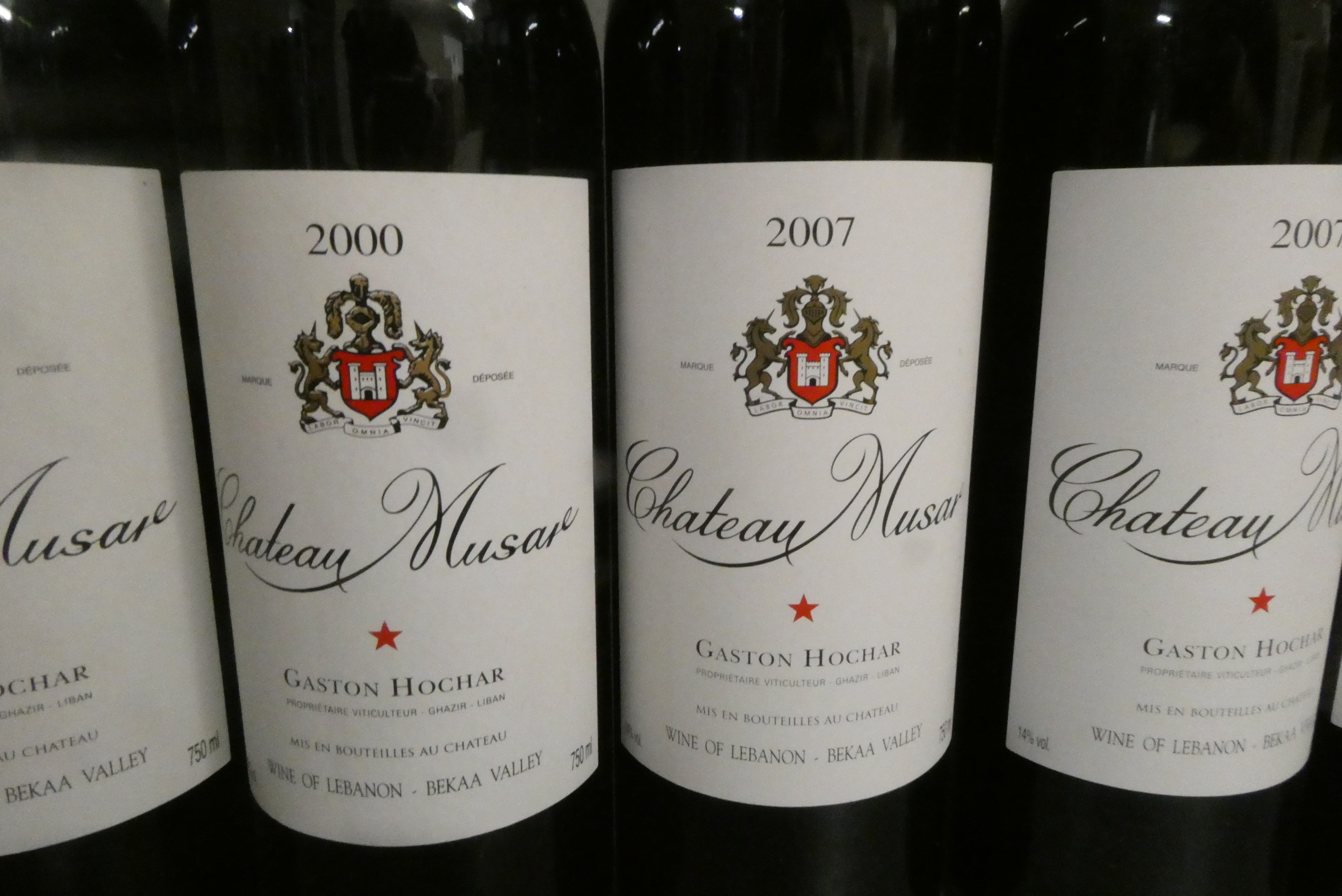 Six bottles Chateau Musar, comprising four 2007 and two 2000, Gaston Hochar (Est. plus 24% premium Image