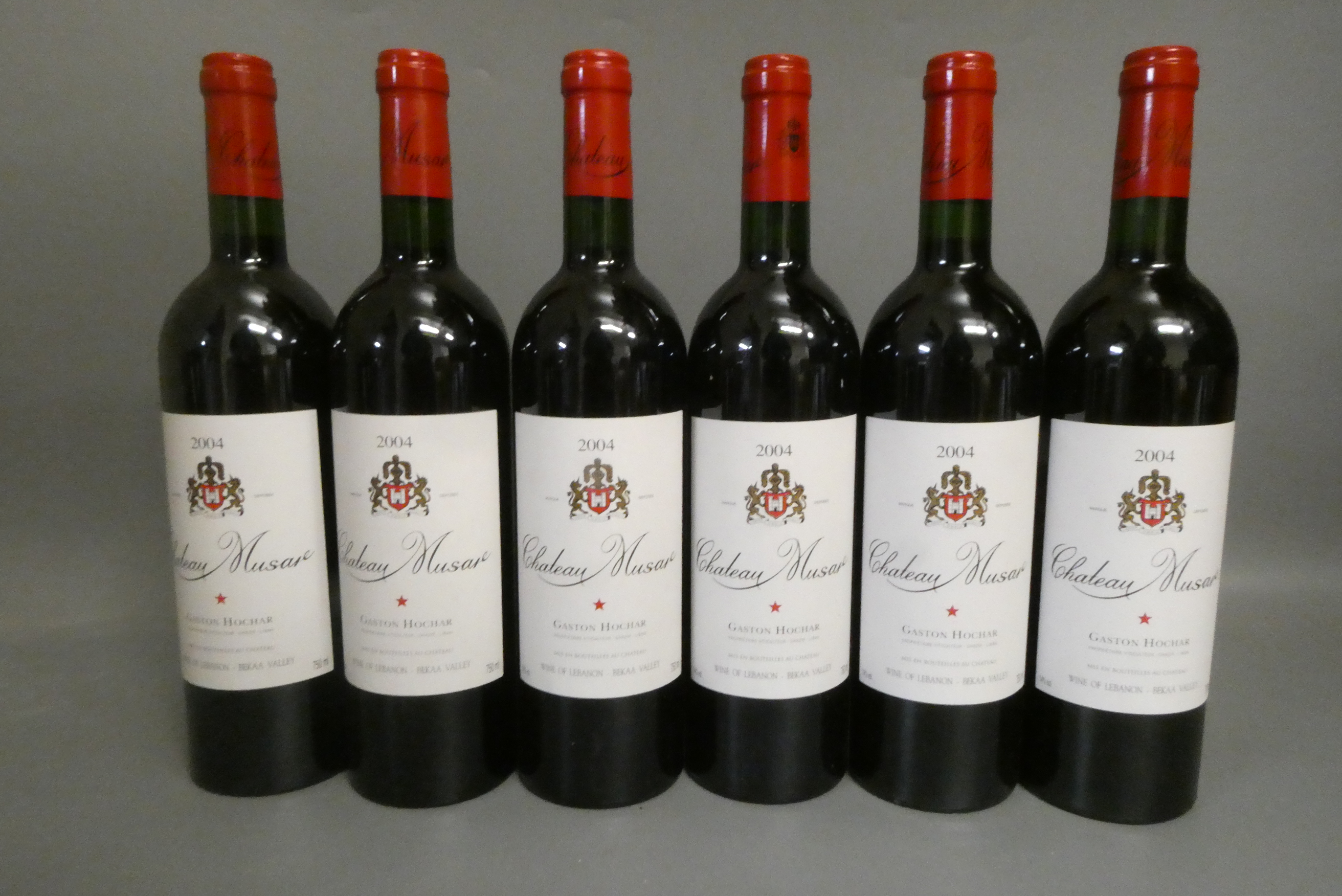 Six bottles Chateau Musar, 2004, Gaston Hochar (Est. plus 24% premium inc. VAT) Image