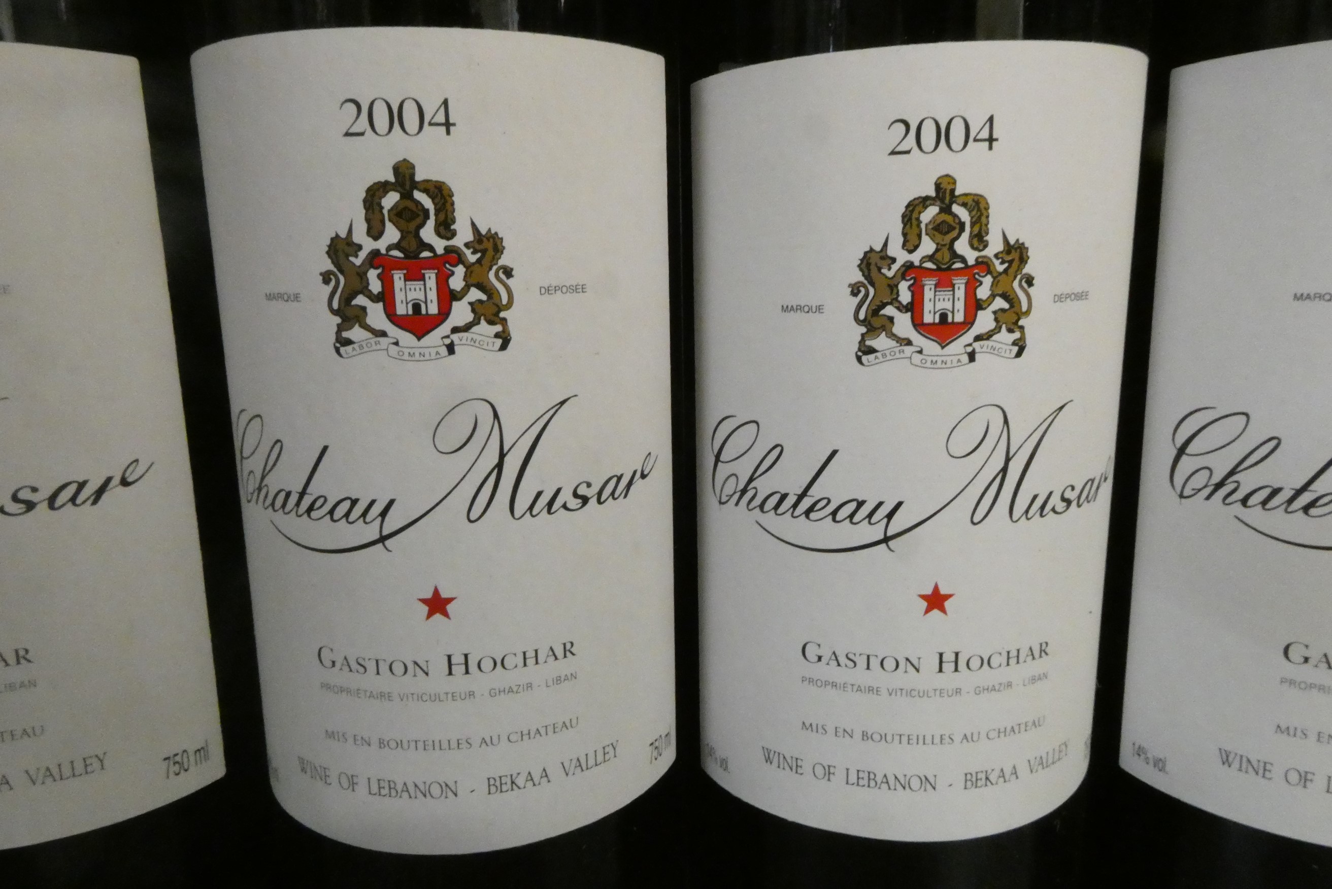 Six bottles Chateau Musar, 2004, Gaston Hochar (Est. plus 24% premium inc. VAT) Image