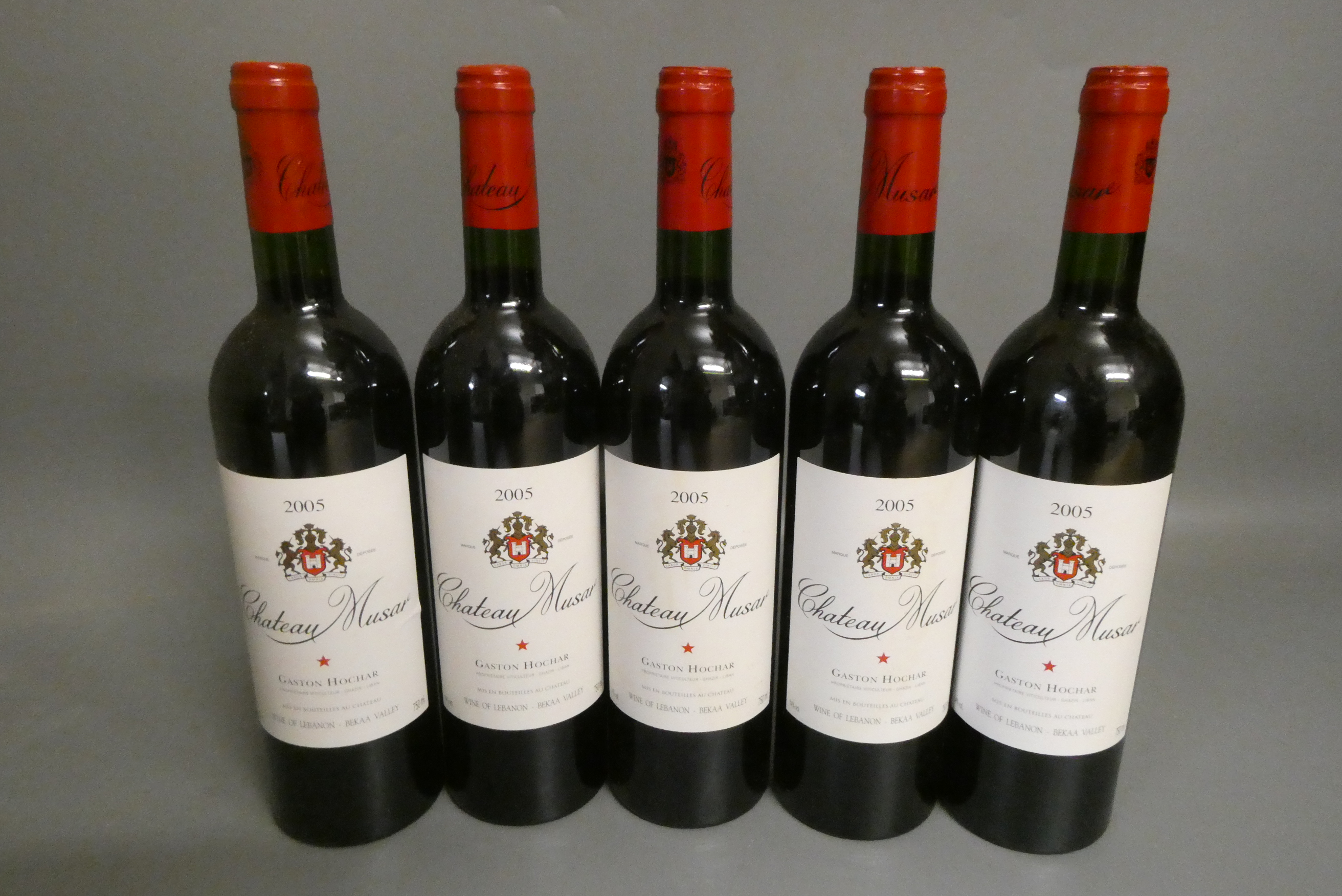 Five bottles Chateau Musar, 2005, Gaston Hochar (Est. plus 24% premium inc. VAT) Image