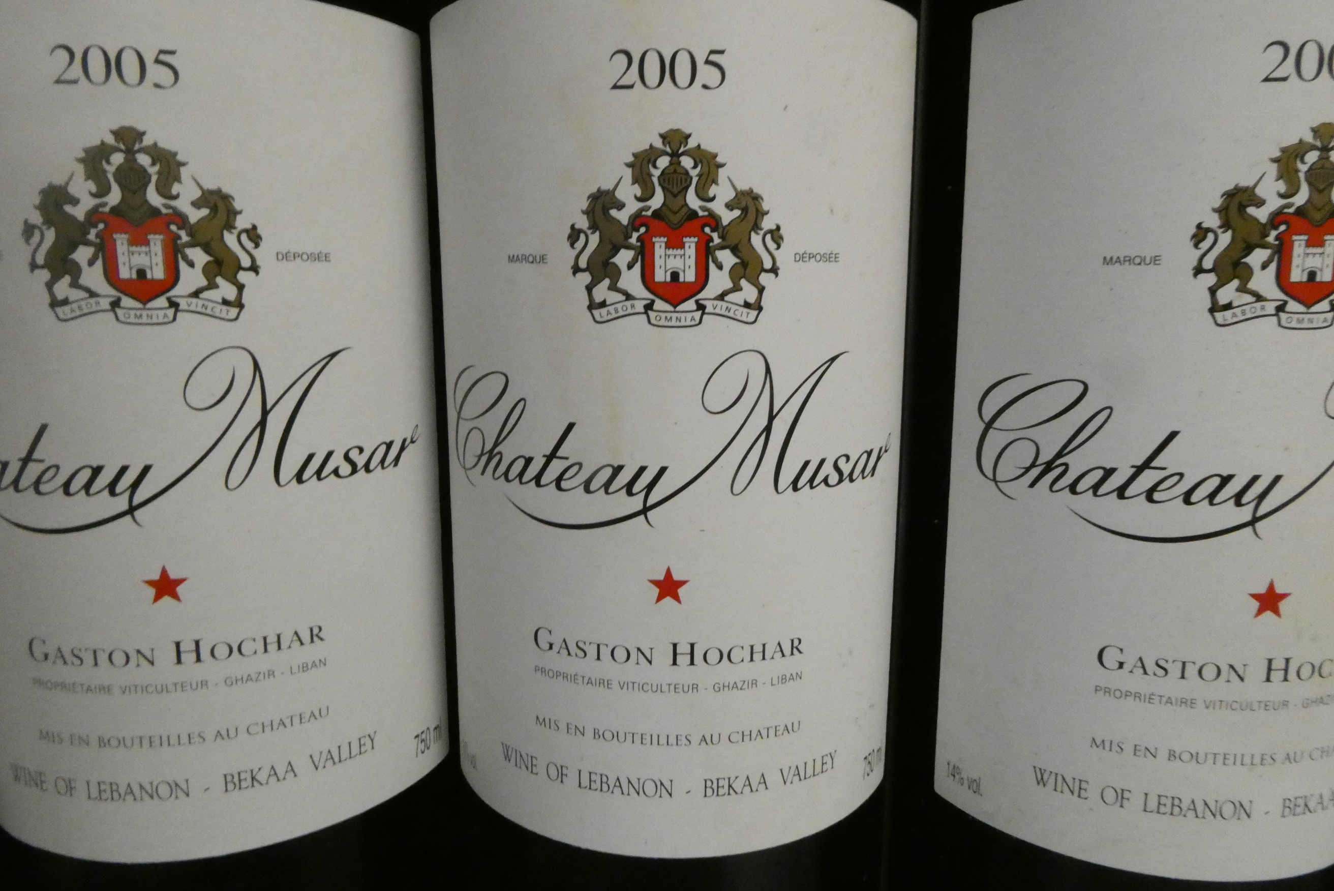Five bottles Chateau Musar, 2005, Gaston Hochar (Est. plus 24% premium inc. VAT) Image
