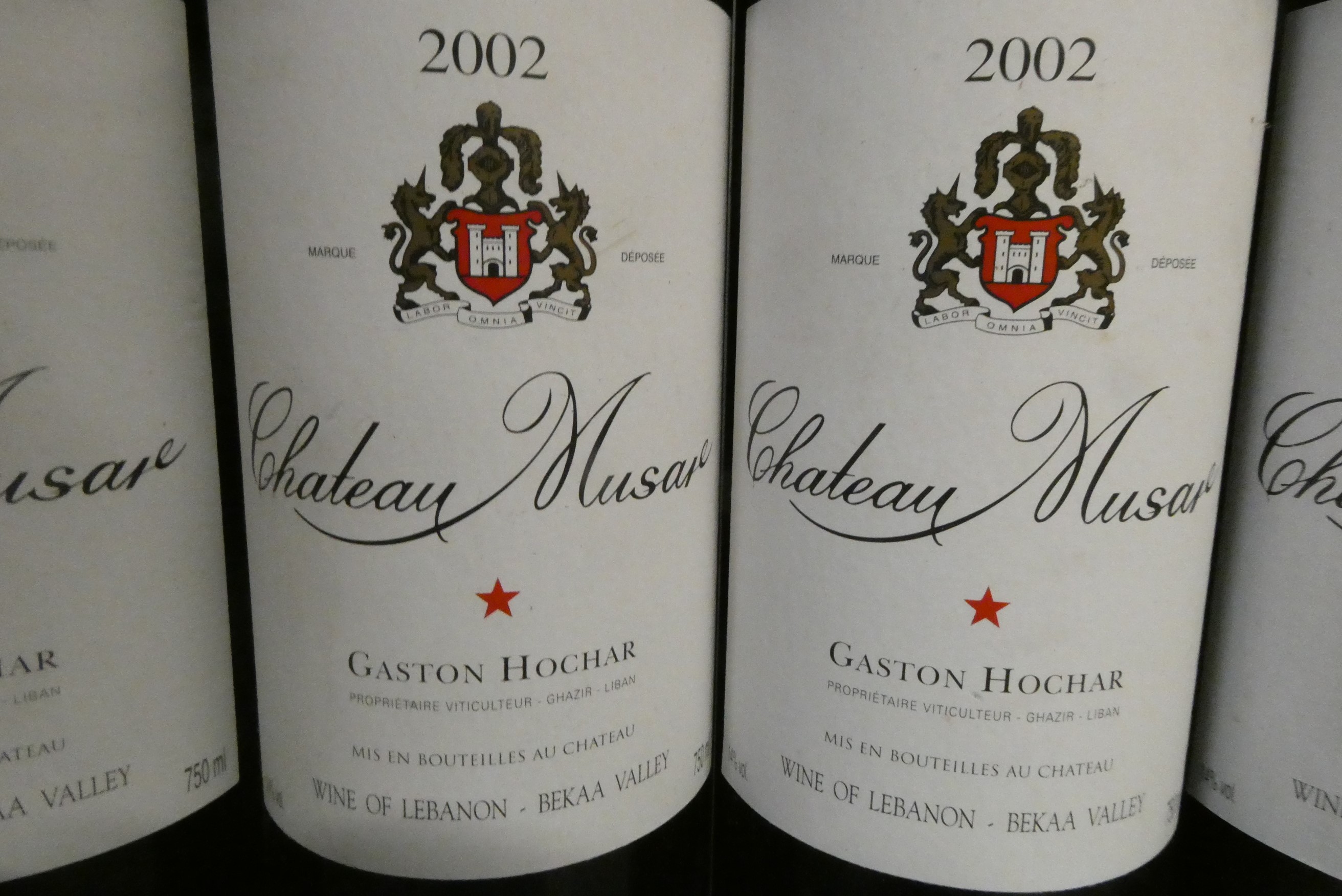 Five bottles Chateau Musar, 2002, Gaston Hochar (Est. plus 24% premium inc. VAT) Image