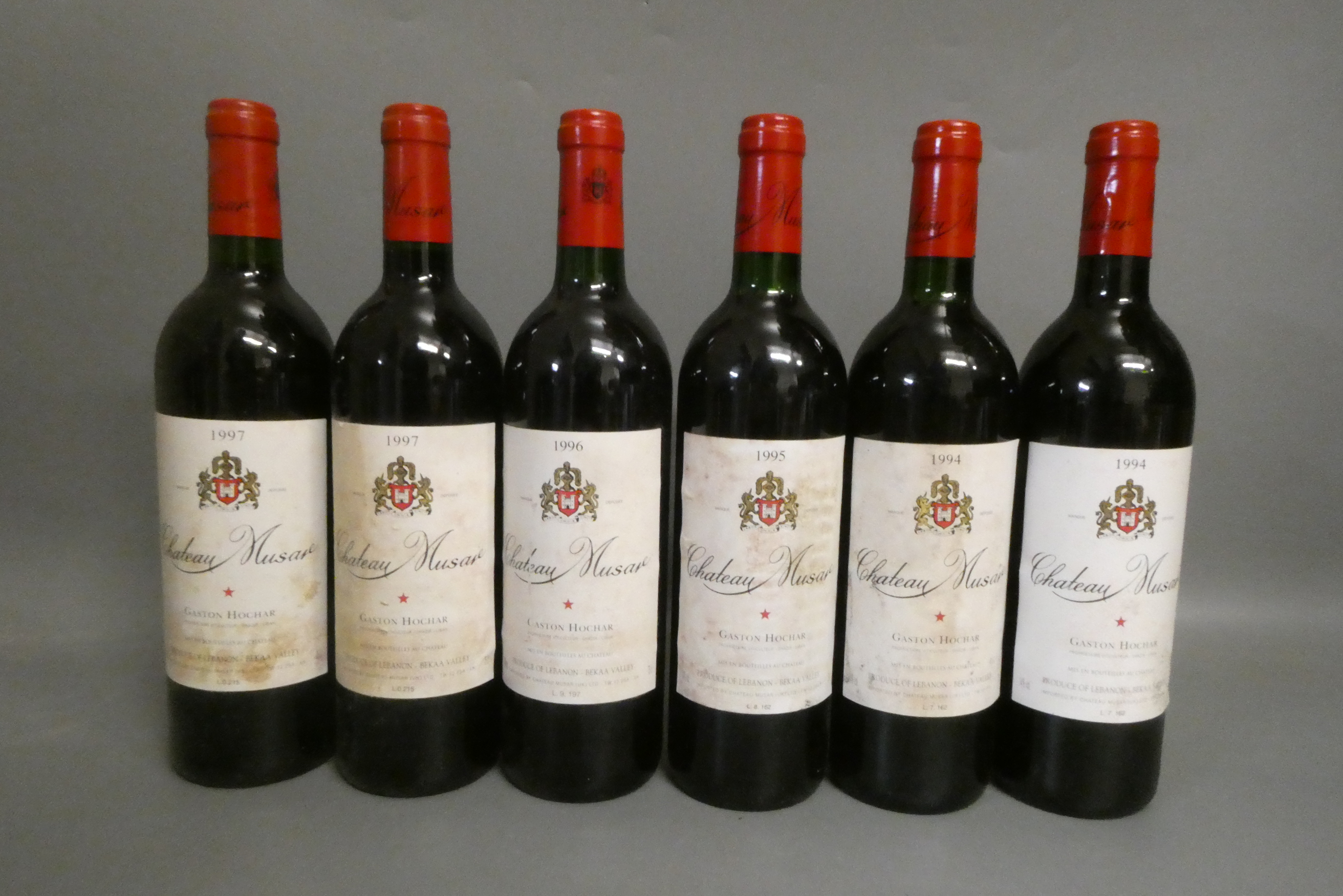Six bottles Chateau Musar, comprising two 1997, one 1996, one 1995 and two 1994, Gaston Hochar (Est. Image