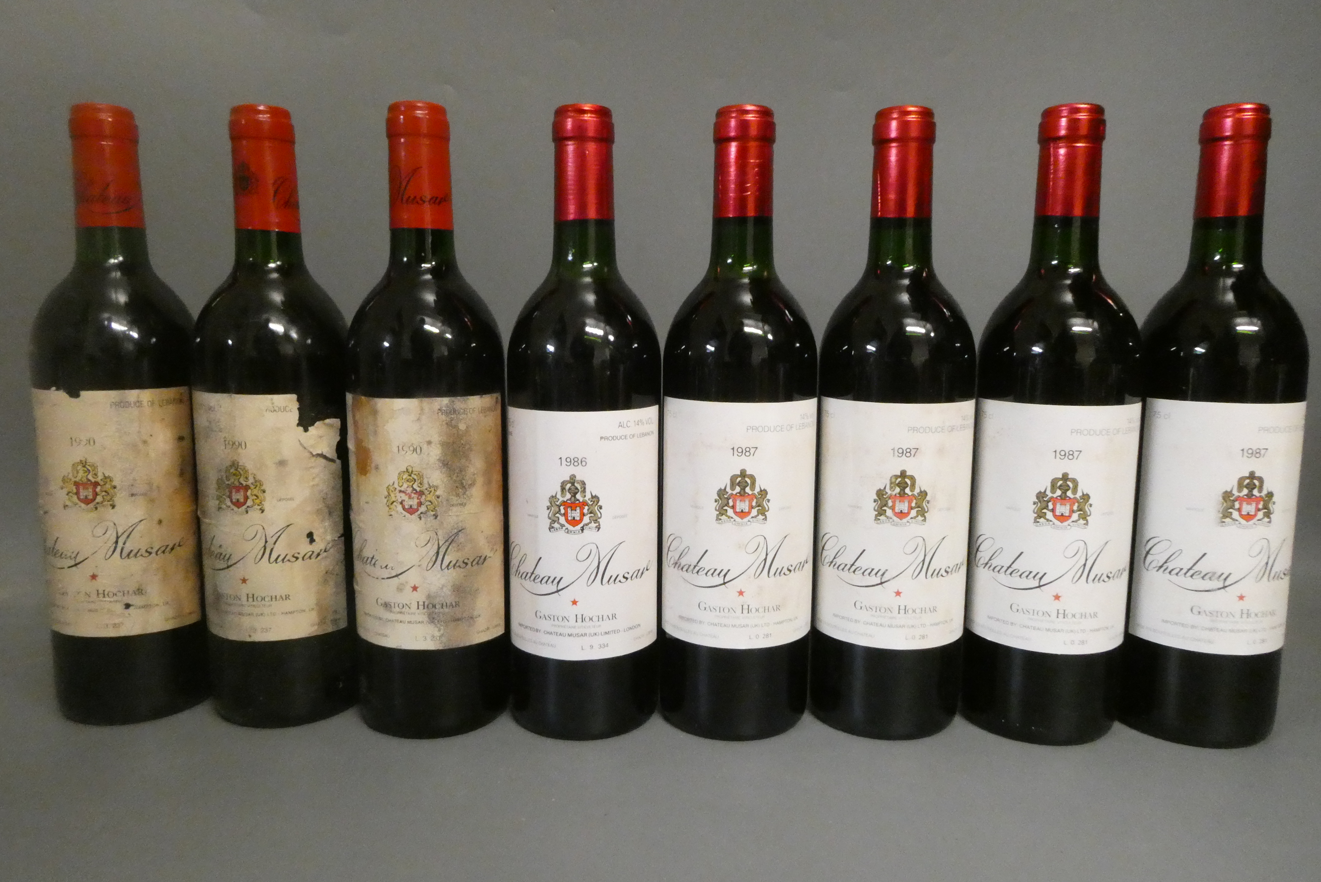 Eight bottles Chateau Musar, comprising four 1987, one 1986 and three 1990, Gaston Hochar Image