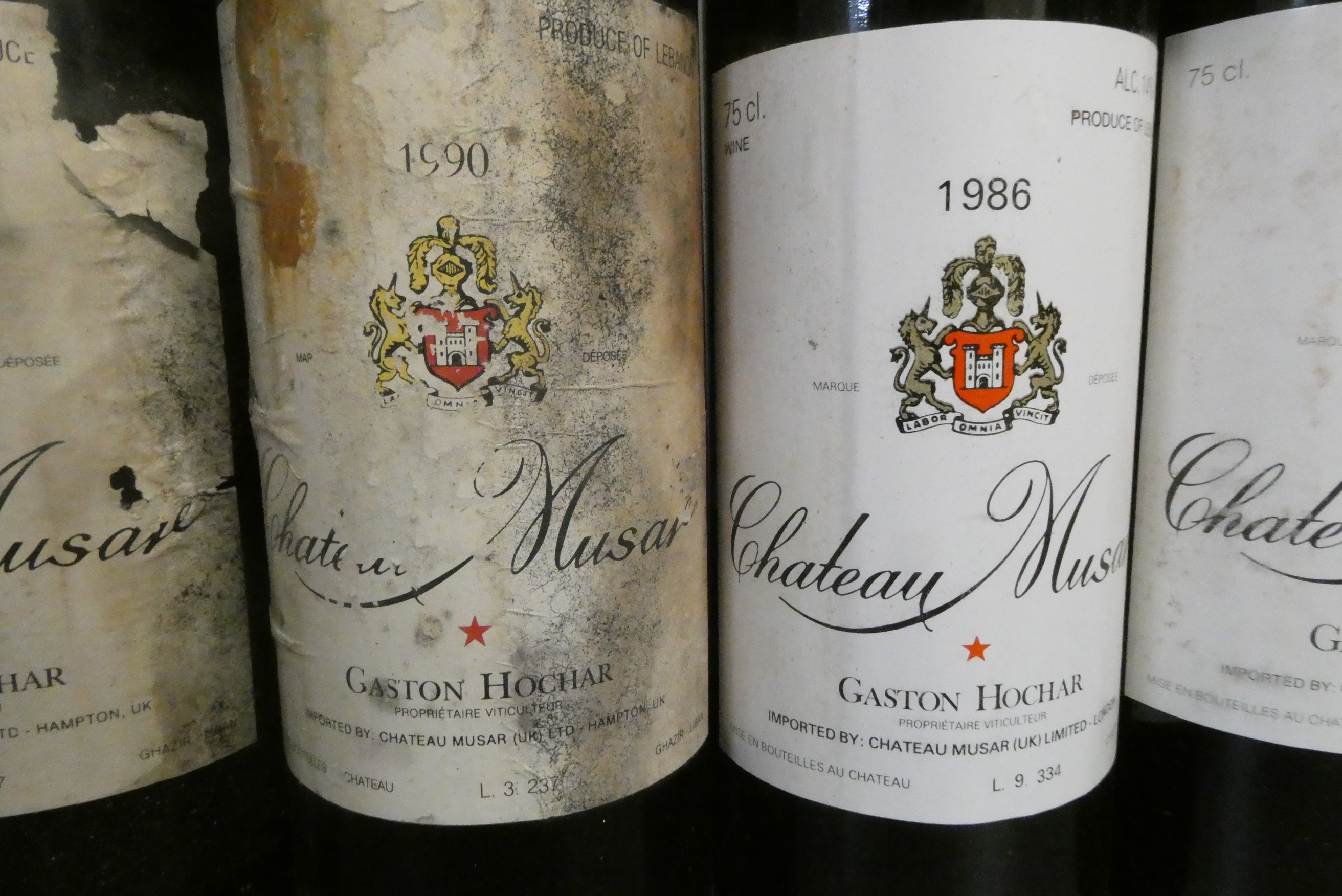 Eight bottles Chateau Musar, comprising four 1987, one 1986 and three 1990, Gaston Hochar Image