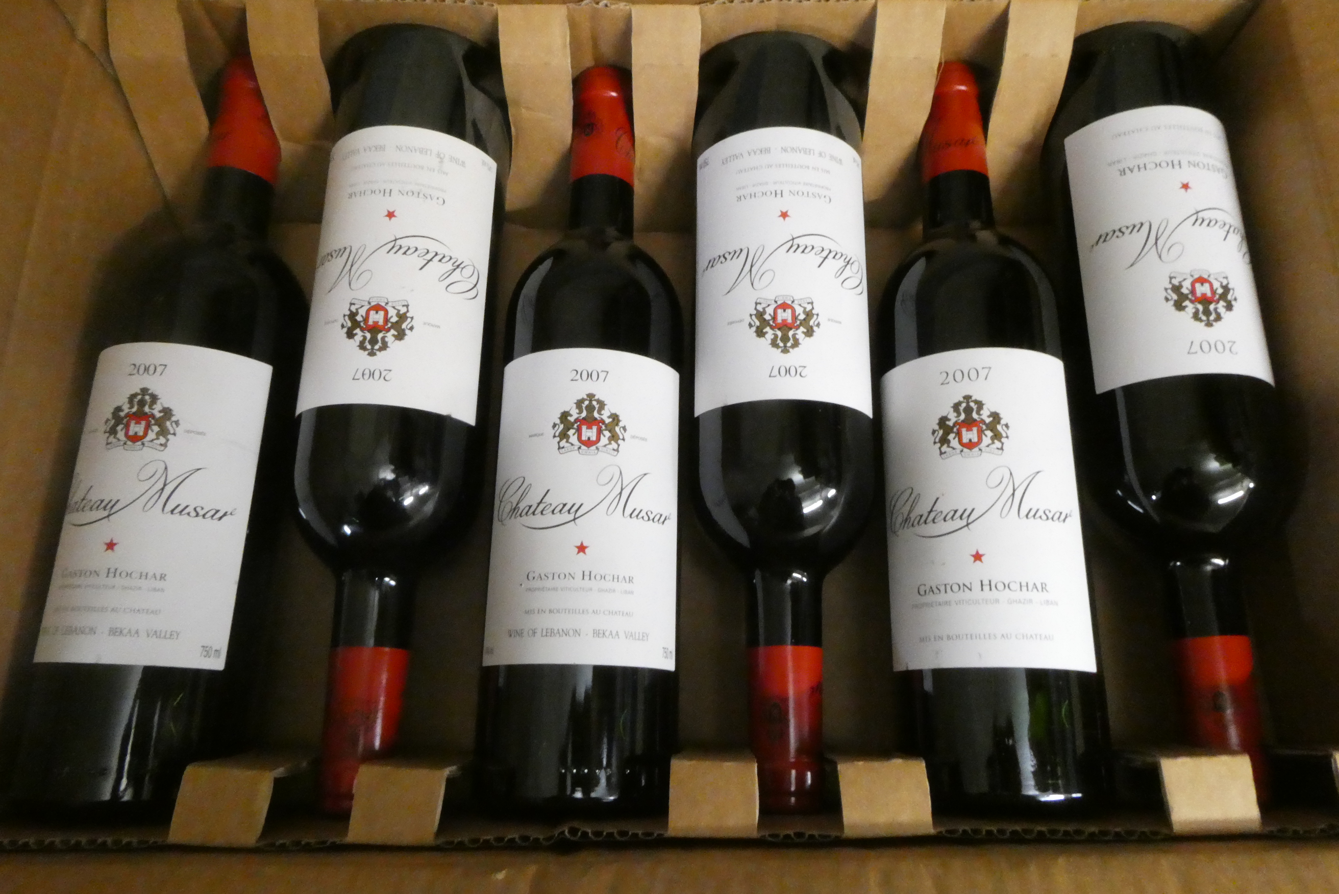 Six bottles Chateau Musar, 2007, Gaston Hochar, OC (Est. plus 24% premium inc. VAT) Image